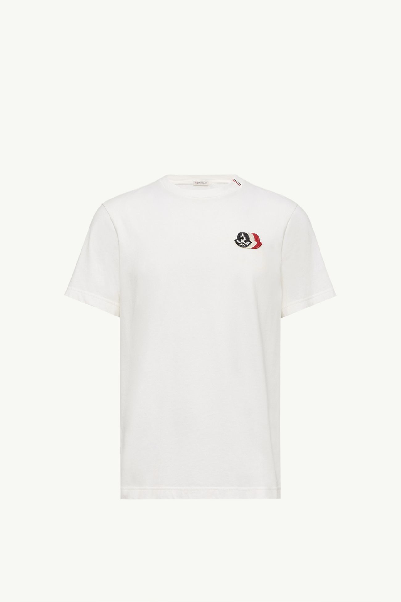 T-Shirt aus Baumwolle mit dreifarbiger Logostickerei Herren Weiß Moncler 2