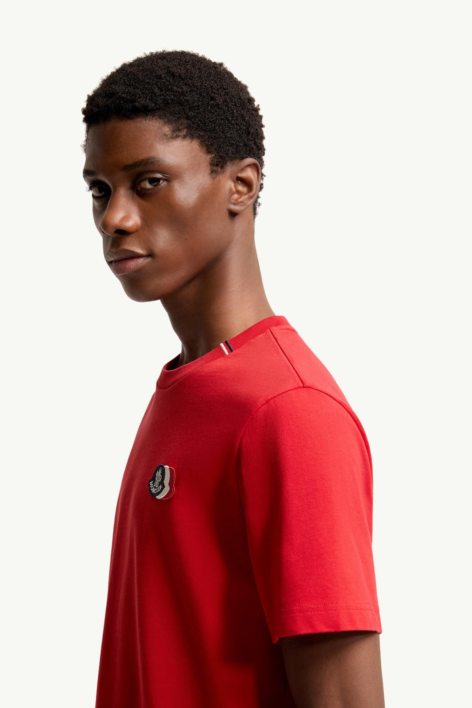 Red Embroidered Tricolor Logo Cotton T-Shirt - Polos & T-shirts