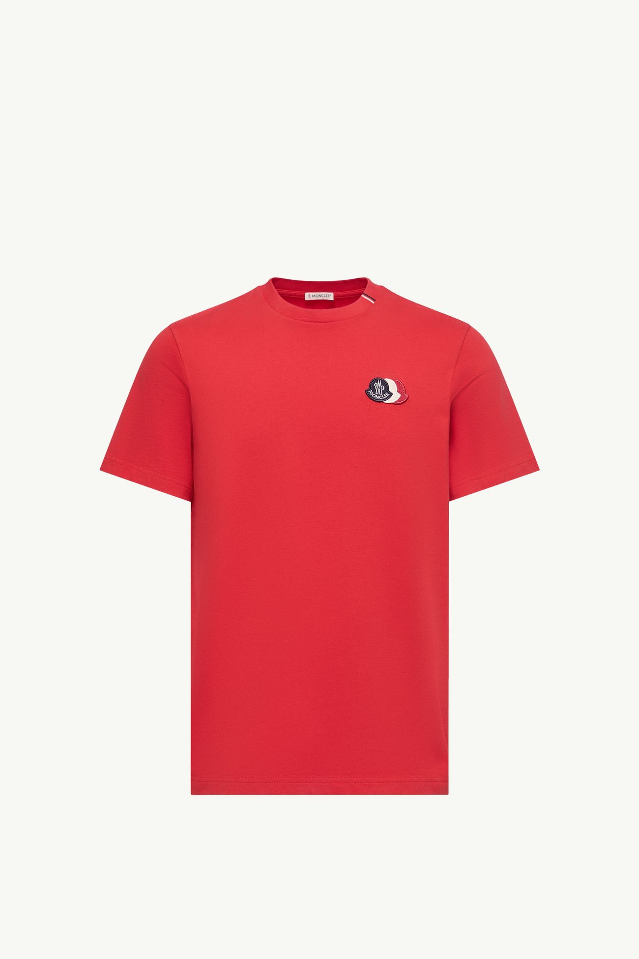 Camiseta de algodón con logotipo tricolor bordado Hombre Rojo Moncler 2