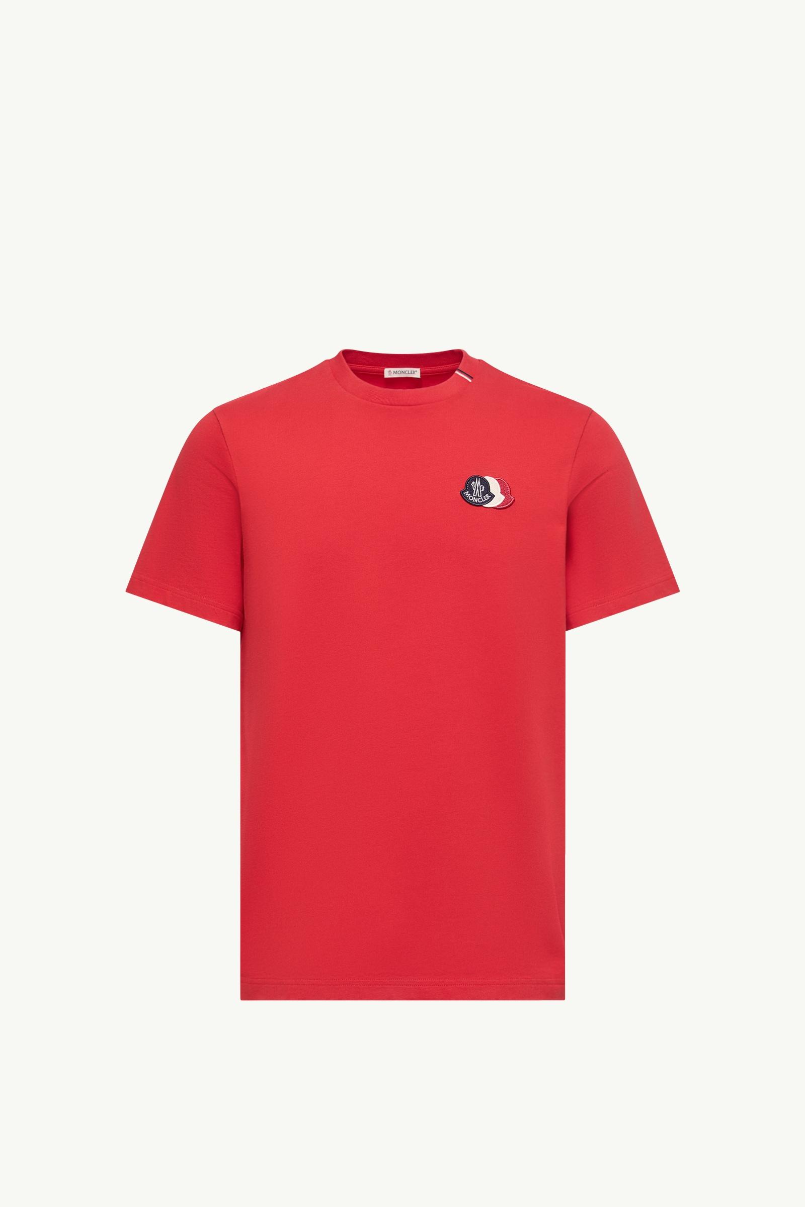 MONCLER 赤 Tシャツ ロゴ刺繍 レッド Tシャツ : Tシャツ＆ポロシャツ 向けの メンズ | モンクレール