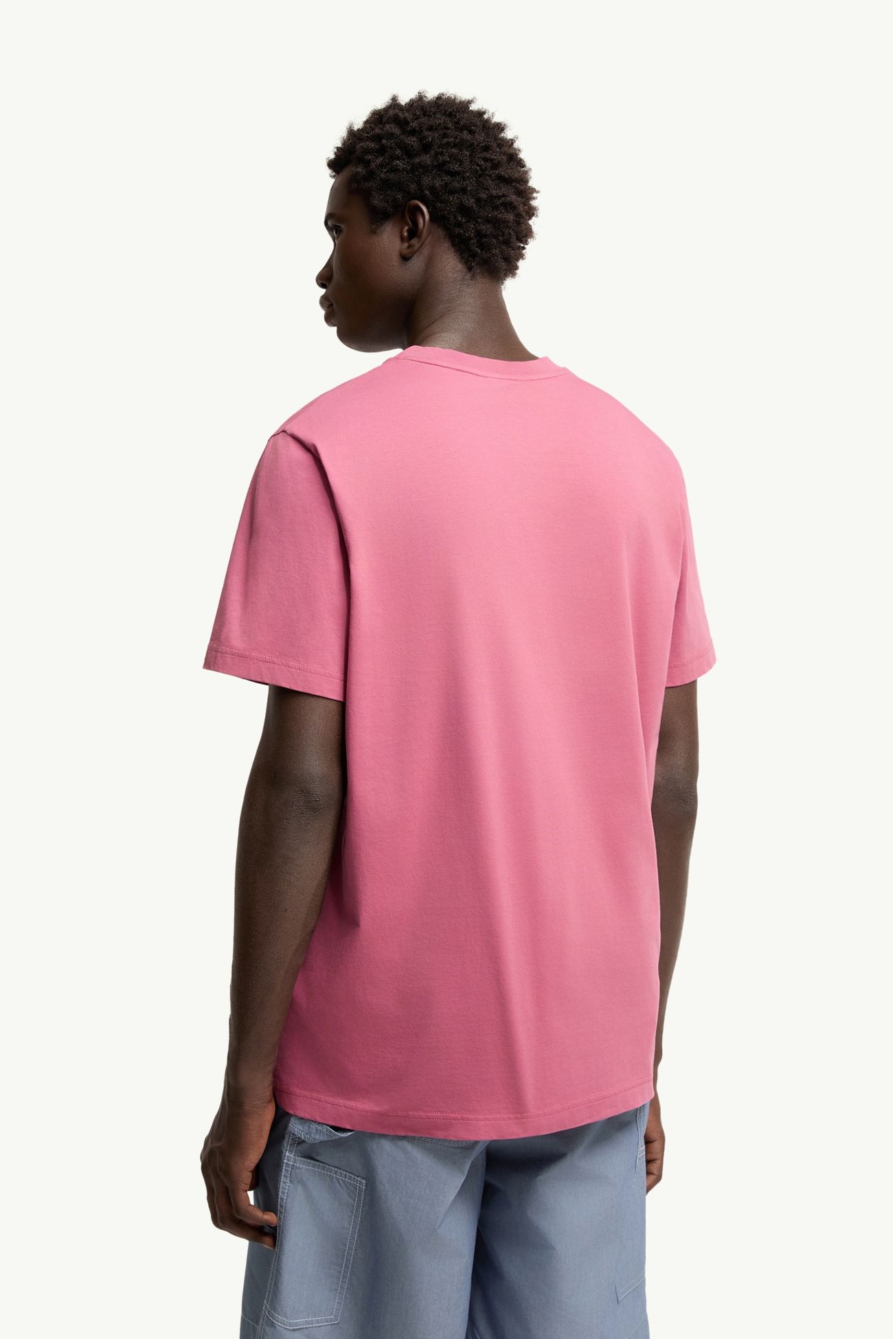 Camiseta de algodón con logotipo tricolor bordado Hombre Fucsia Moncler 4