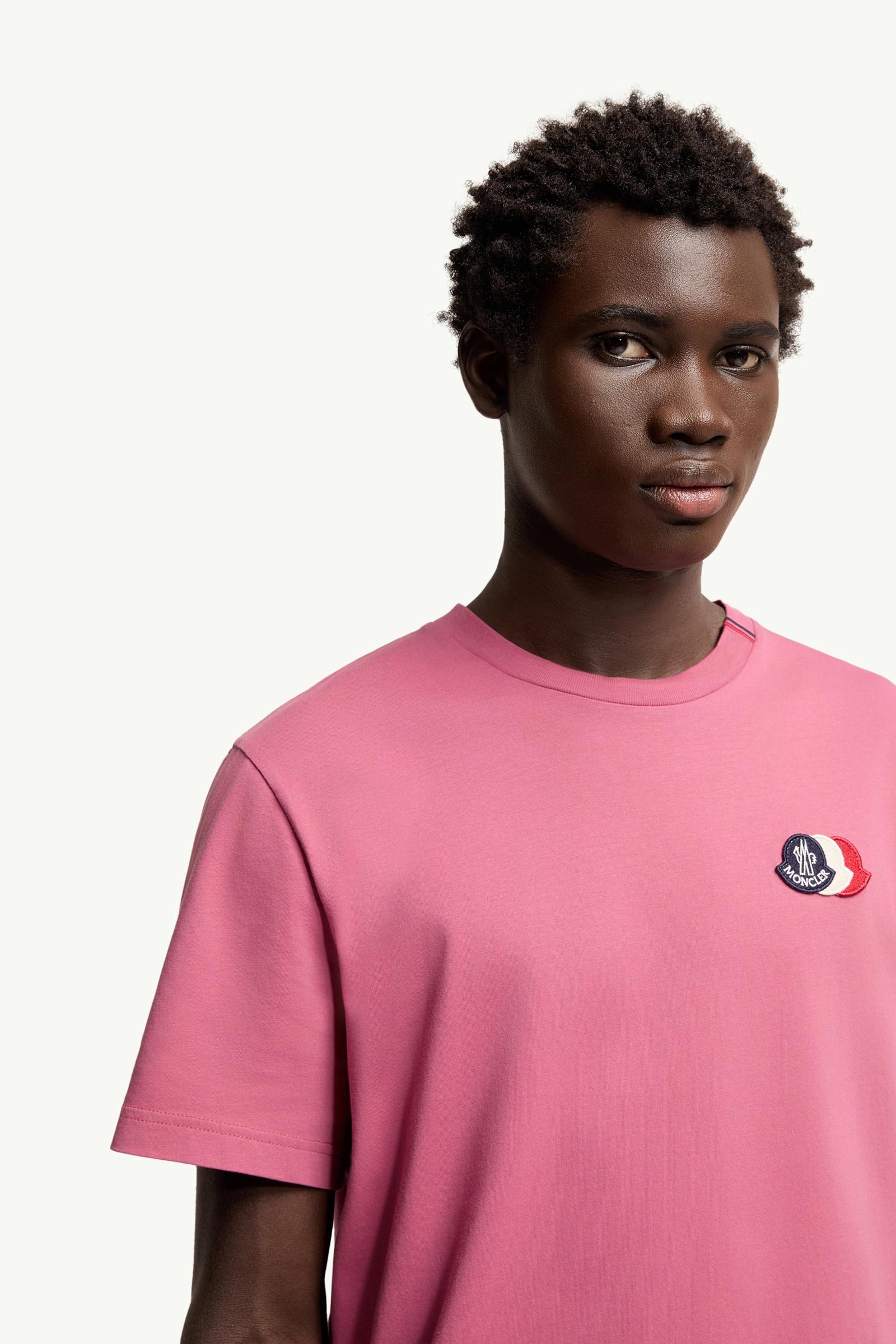 Fuchsia Embroidered Tricolor Logo Cotton T-Shirt - Polos & T