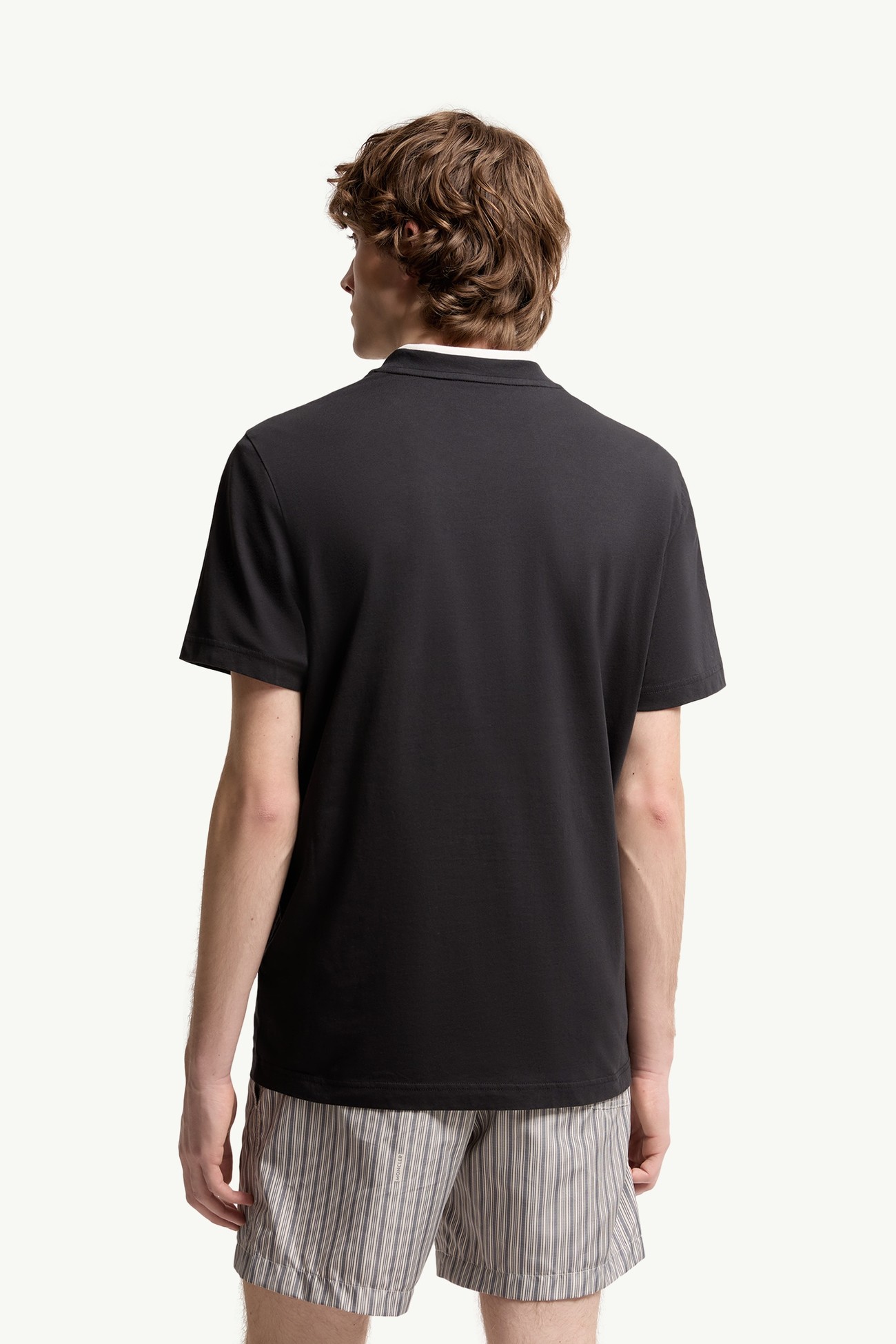 Embroidered Tricolor Logo Cotton T-Shirt Men Navy Blue Moncler 4