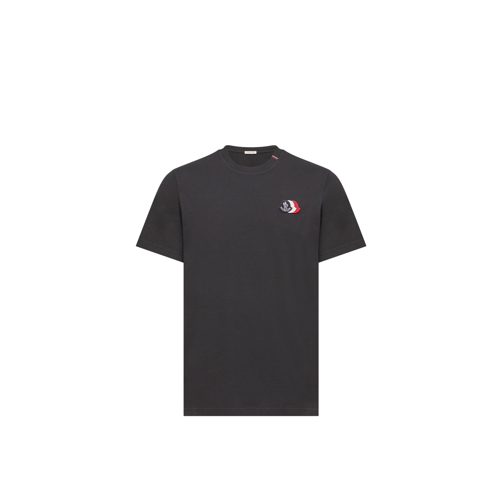 Moncler   Embroidered Tricolor Logo Cotton T-Shirt for Men in Blue, Size: L