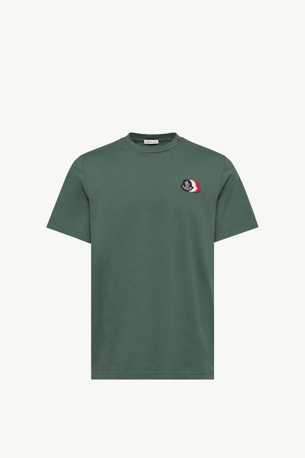 Camiseta de algodón con logotipo tricolor bordado Hombre Verde Esmeralda Moncler 2