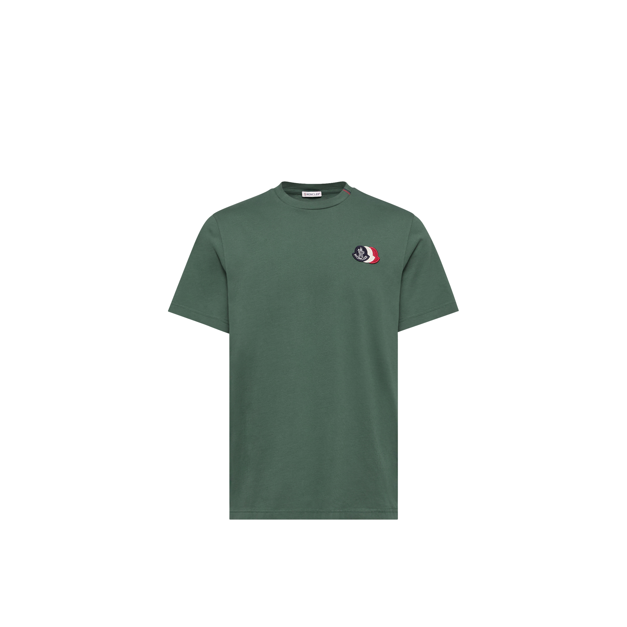 Moncler   Embroidered Tricolor Logo Cotton T-Shirt for Men in Green, Size: L