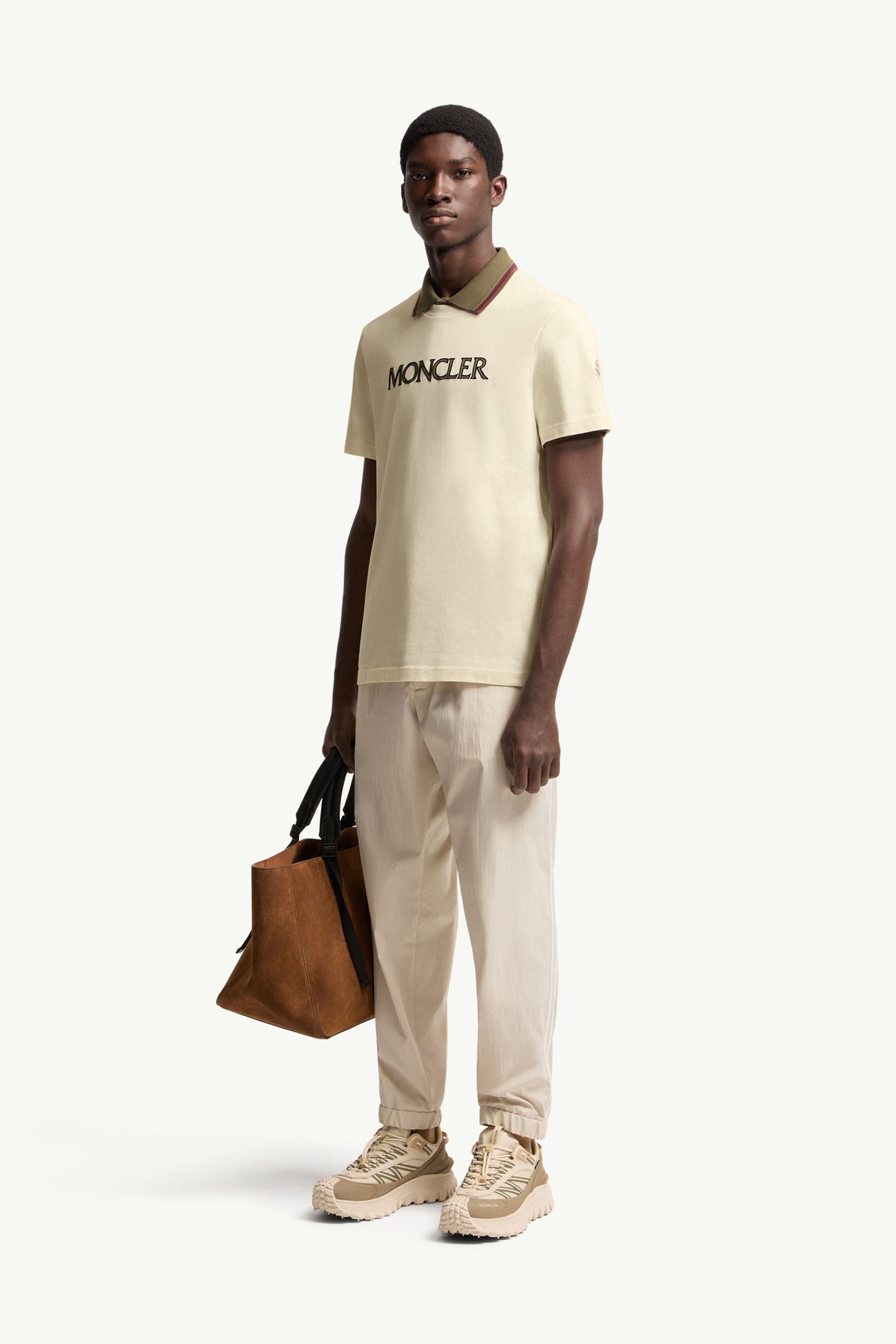 T-shirt in cotone con stampa logata Uomo Bianco Avorio Moncler 0