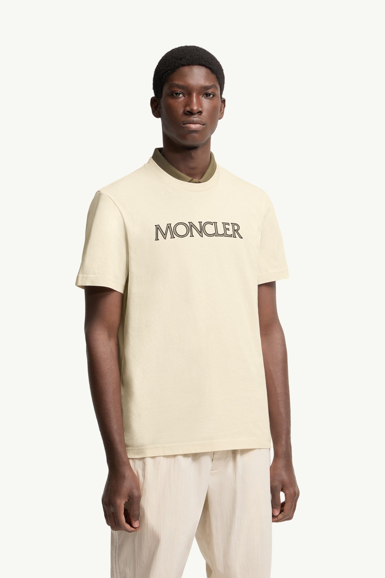 T-Shirt aus Baumwolle mit Logoprint Herren Weiß-Elfenbein Moncler 3