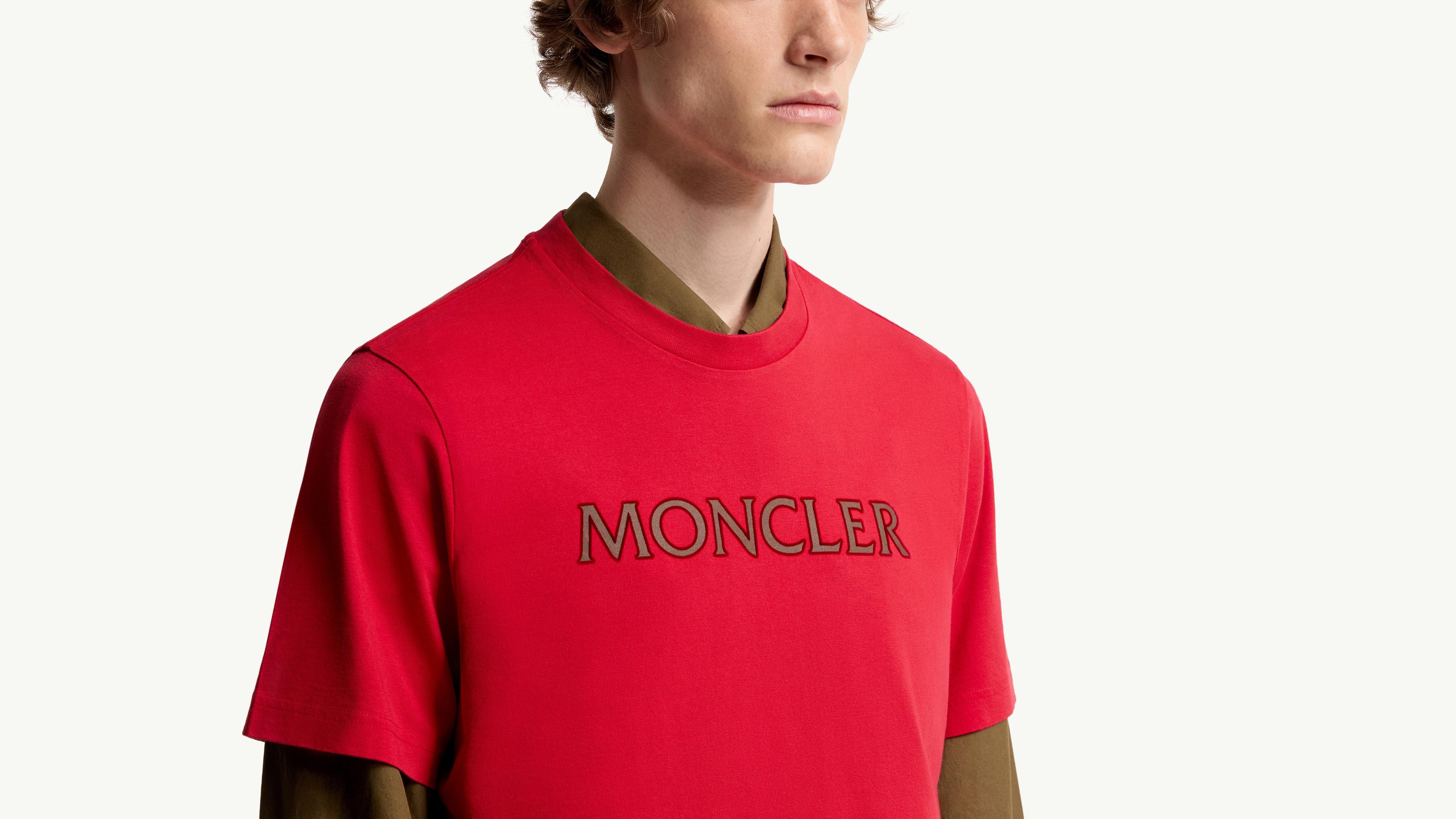 Red Logo Print Cotton T-Shirt - Polos & T-shirts for Men | Moncler US