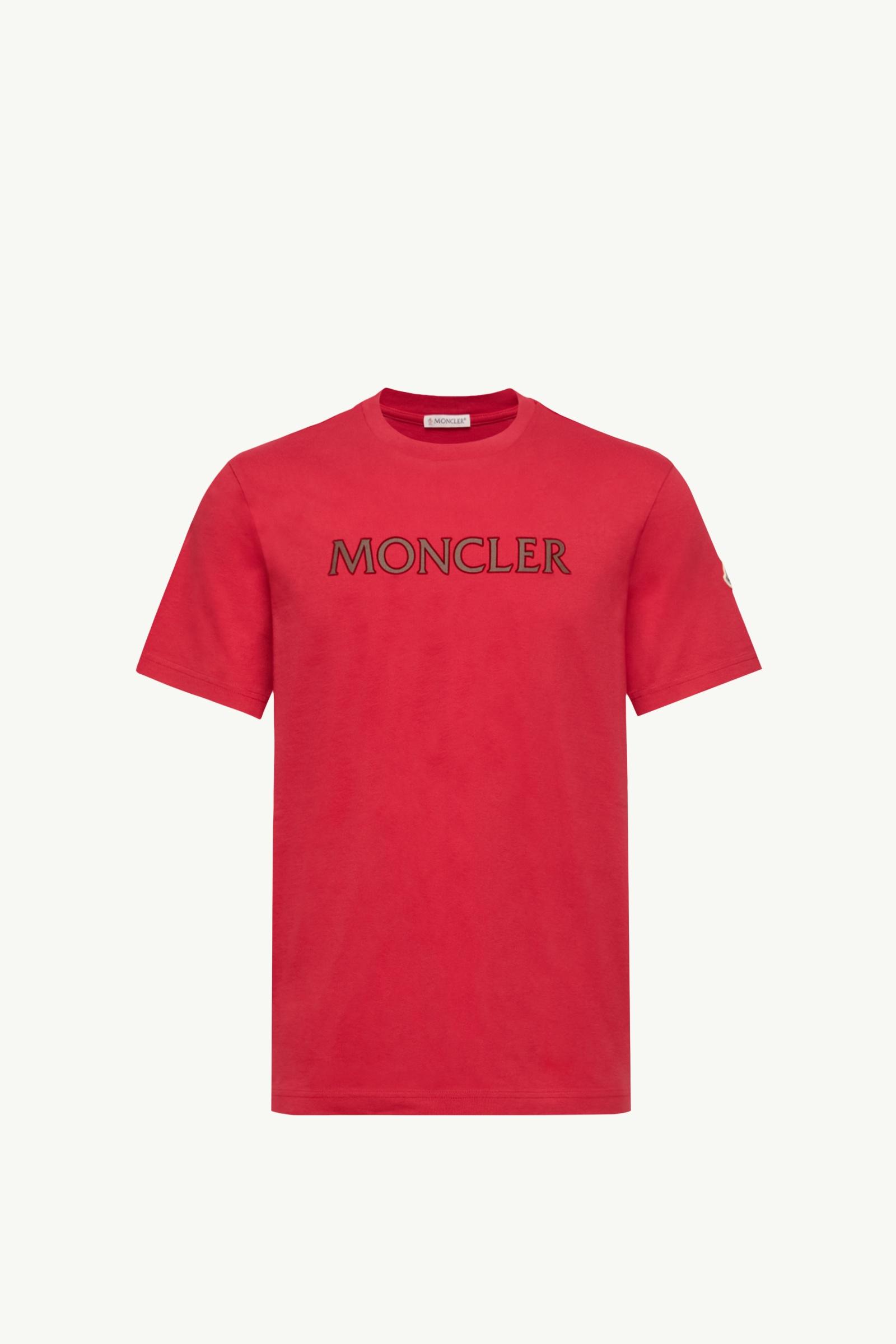 Red Logo Print Cotton T-Shirt - Polos & T-shirts for Men | Moncler SI