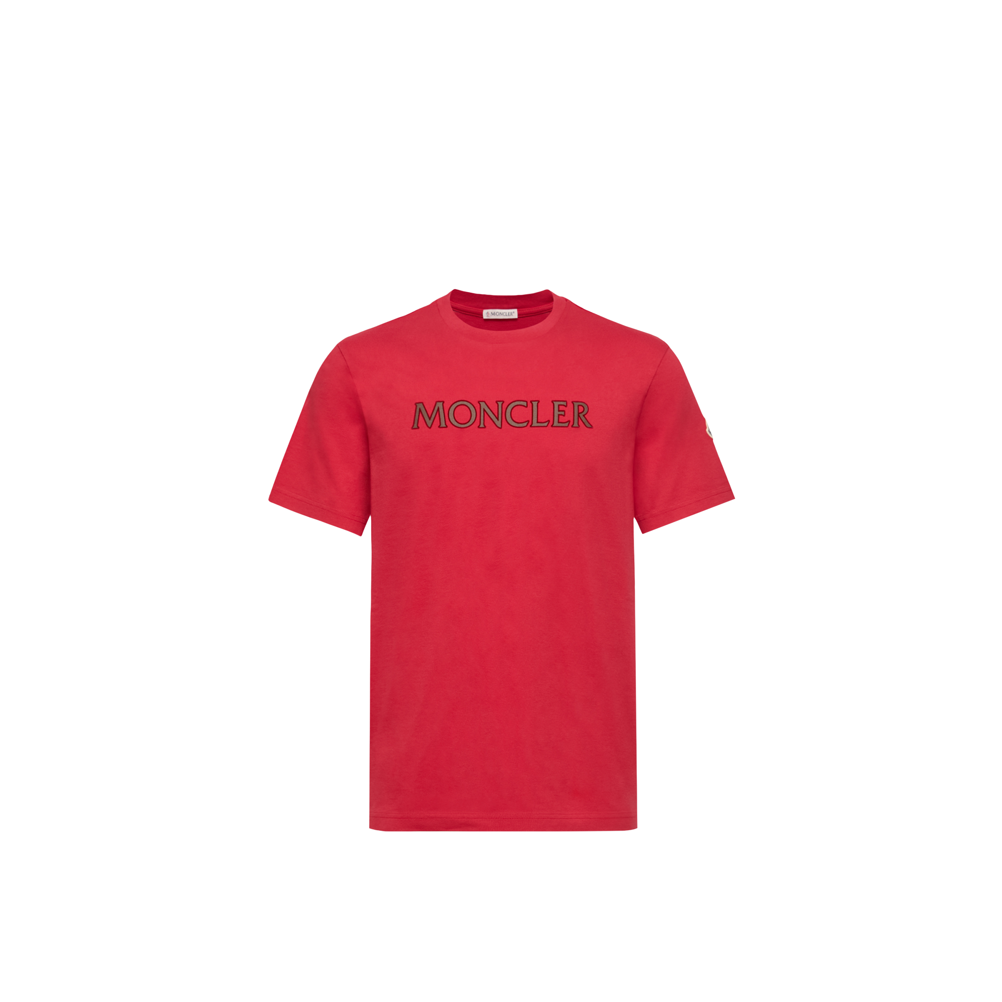 Moncler   Logo Print Cotton T-Shirt for Men in Red, Size: Xxl