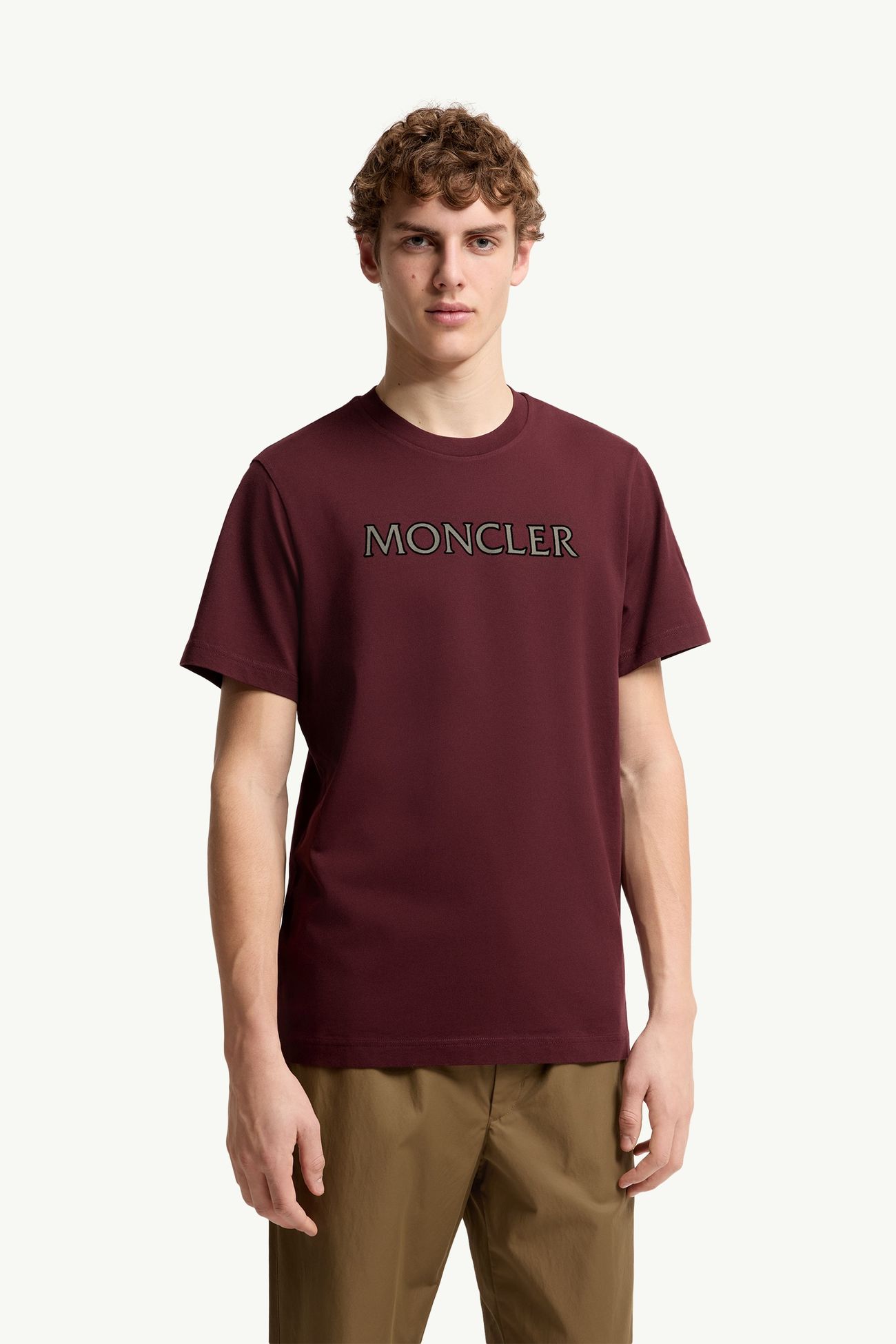 T-Shirt aus Baumwolle mit Logoprint Herren Burgunderrot Moncler 3