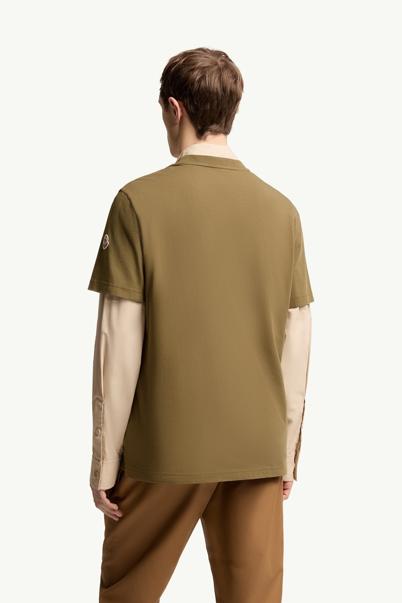 Logo Print Cotton T-Shirt Men Olive Green Moncler 4