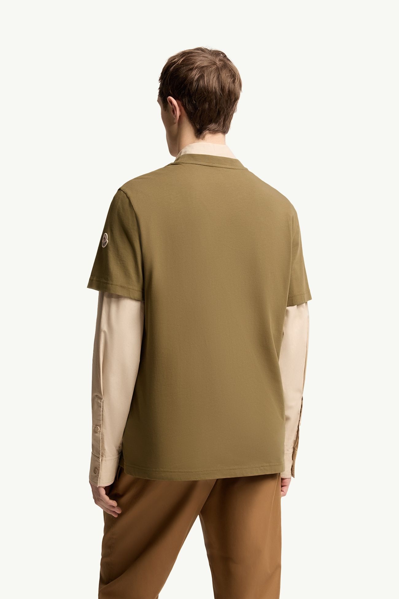 T-Shirt aus Baumwolle mit Logoprint Herren Olivgrün Moncler 4