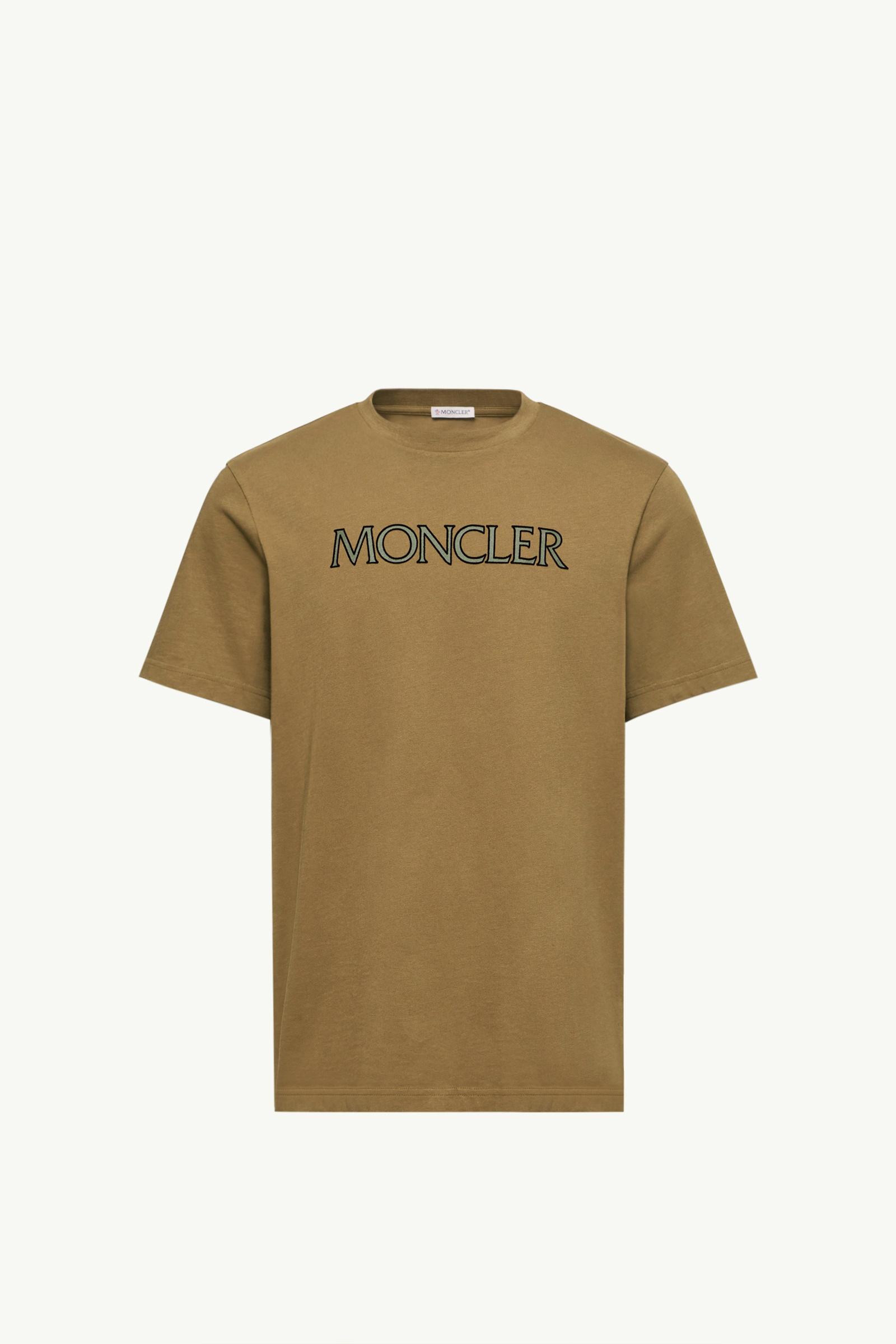 Logo Print Cotton T-Shirt Men Olive Green Moncler