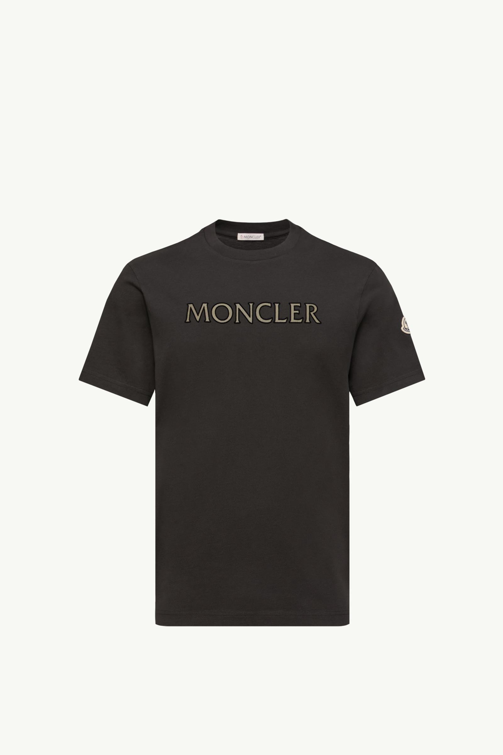 Logo Print Cotton T-Shirt Men Black Moncler
