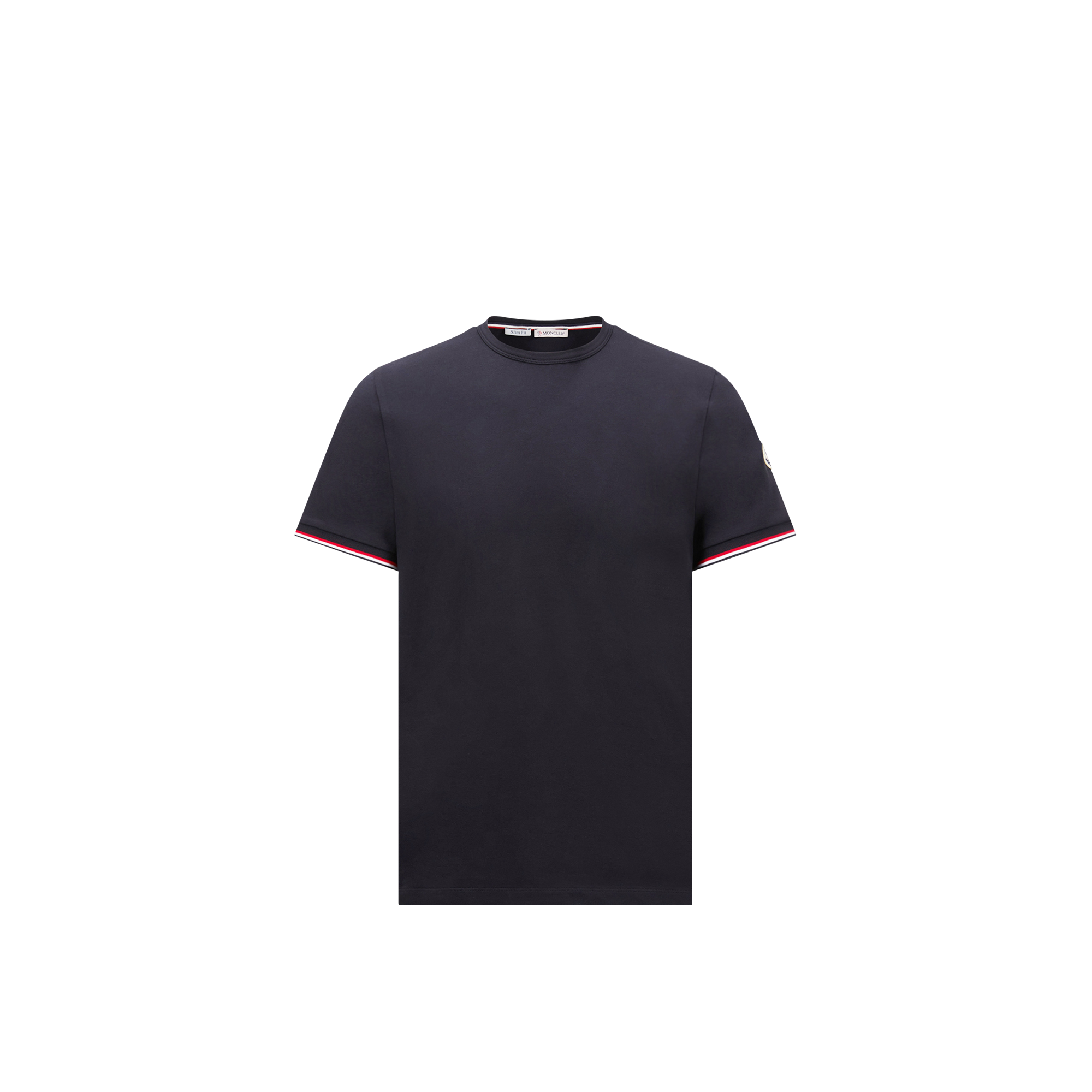 Moncler   Tricolour-Trimmed Cotton T-Shirt for Men in Blue, Size: Xs