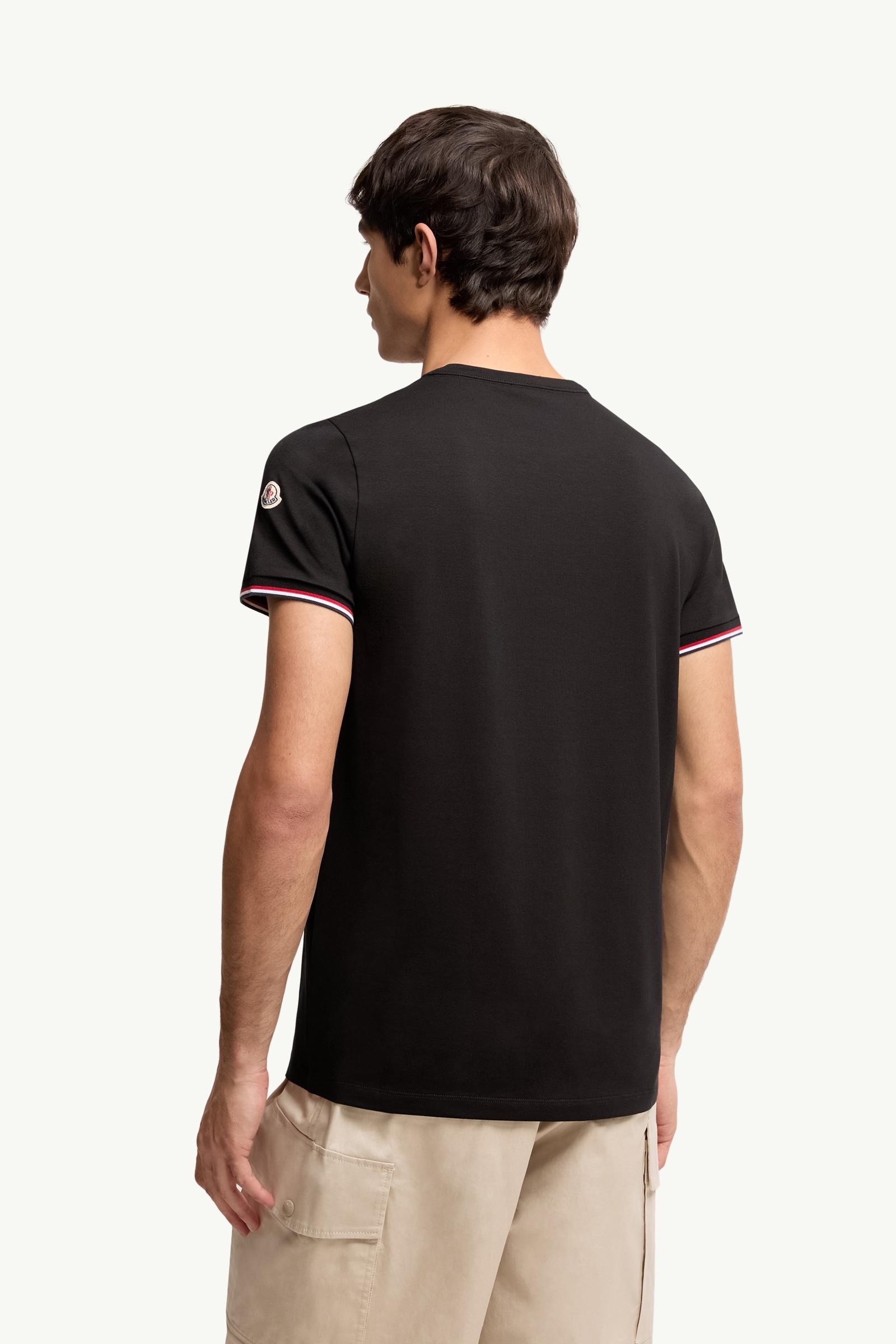 Black Tricolor-Trimmed Cotton T-Shirt - Polos & T-shirts for Men
