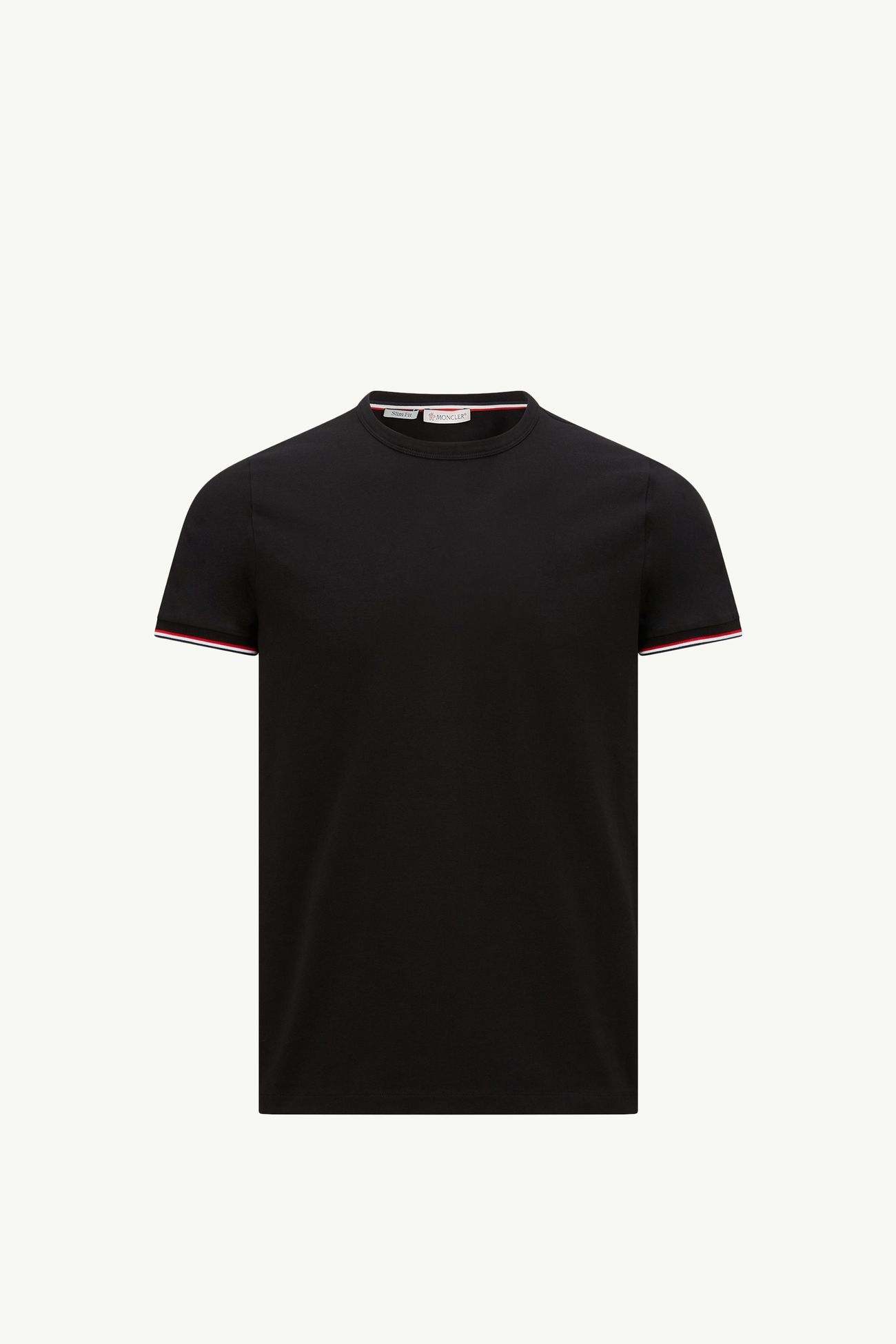 Camiseta de algodón con ribetes tricolor Hombre Negro Moncler 2
