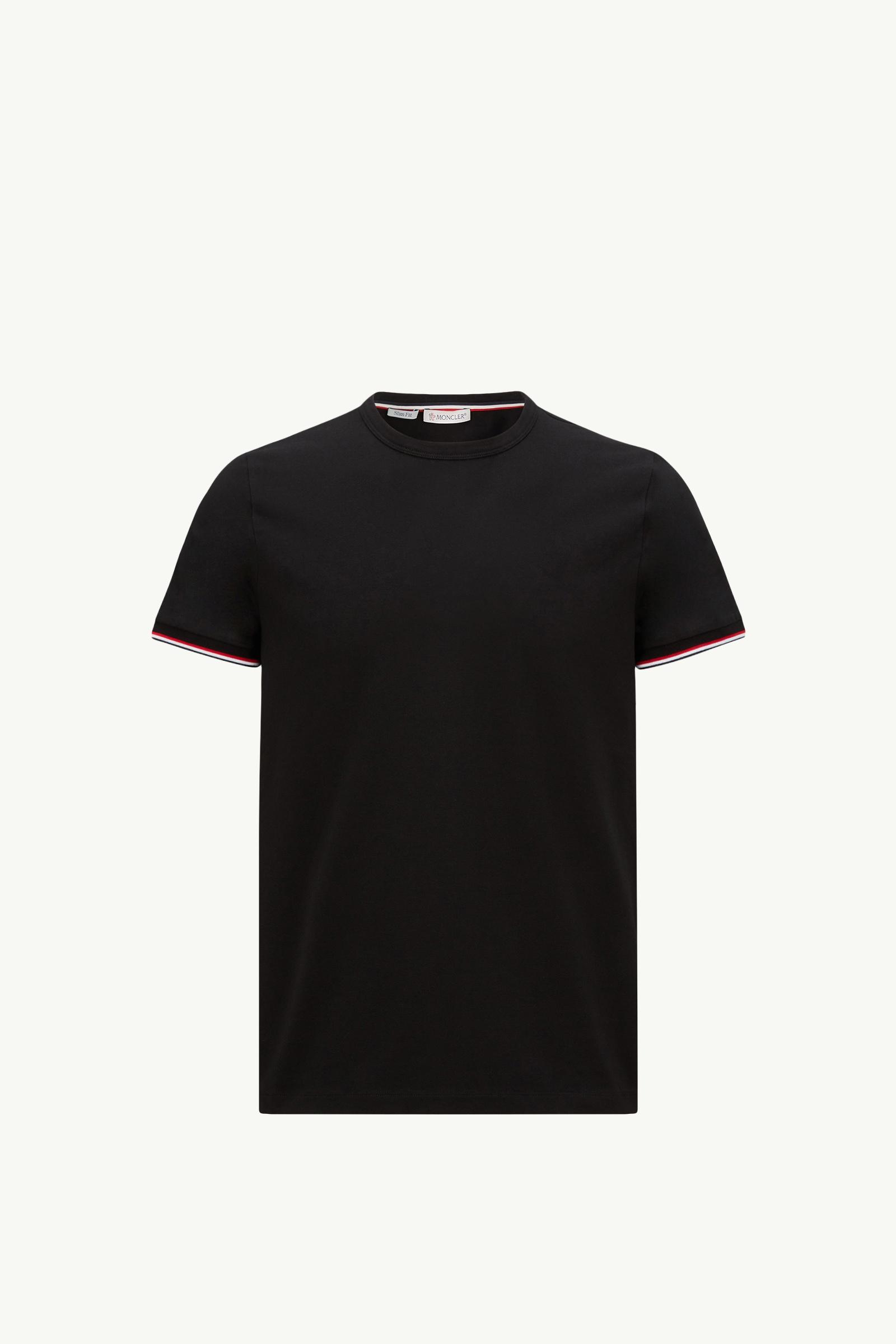 MONCLER ストライプ Tシャツ 黒 Moncler Tricolour Cotton T-shirt 