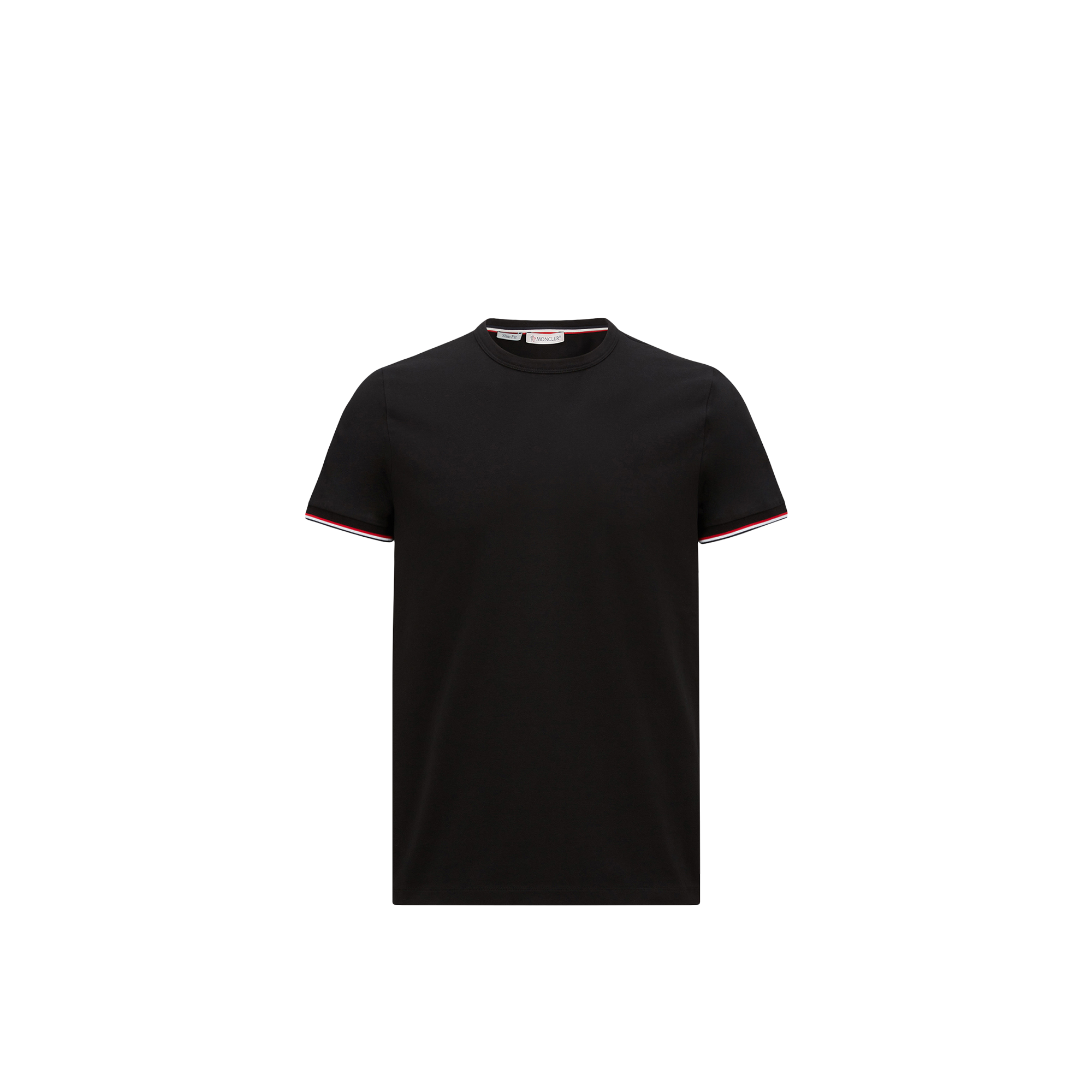 Moncler   Tricolour-Trimmed Cotton T-Shirt for Men in Black, Size: Xs