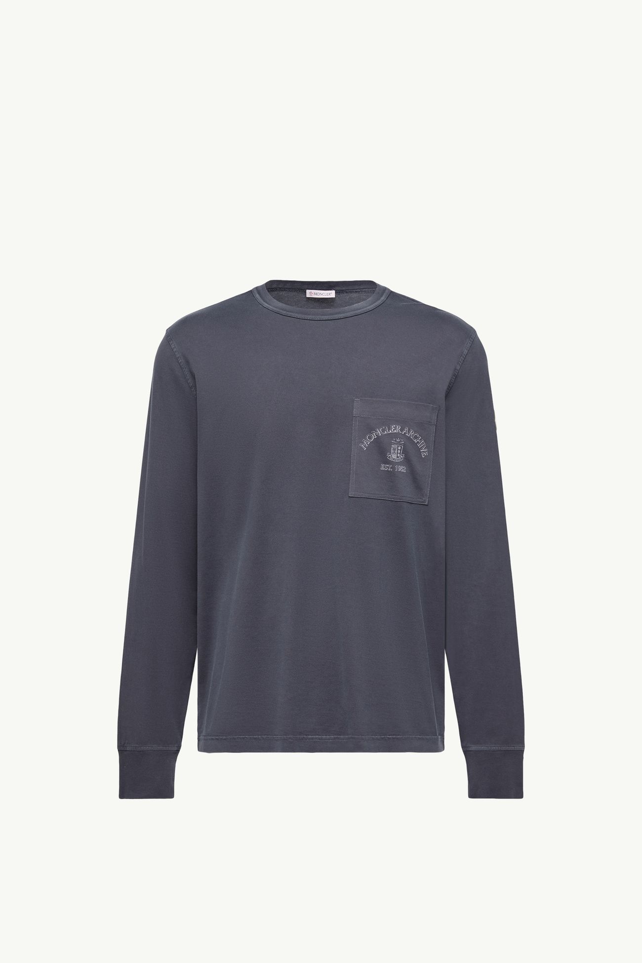 Rowing Logo Long Sleeve Cotton T-Shirt Men Navy Blue Moncler 2