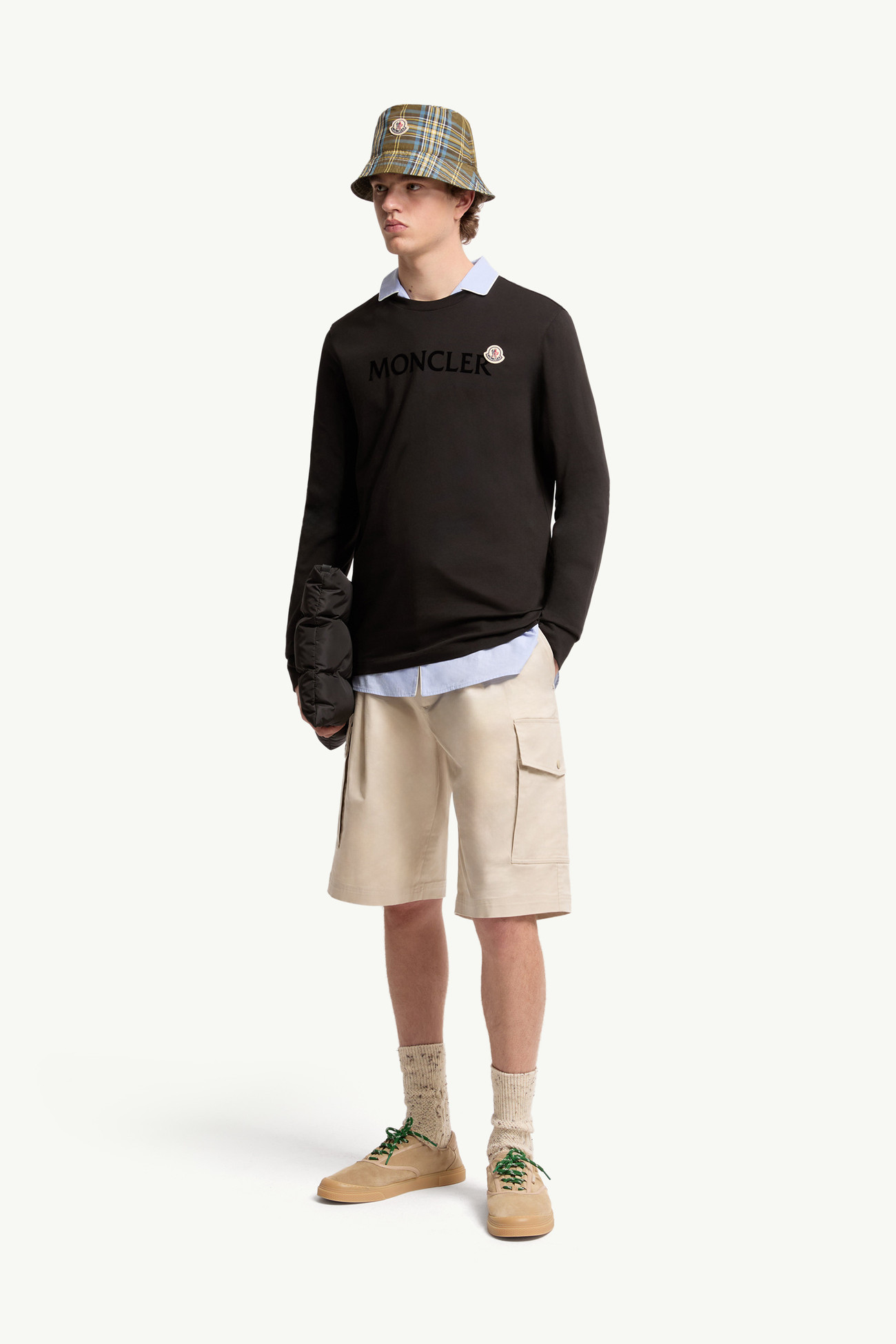 Logo Cotton Sweatshirt Men Black Moncler 0