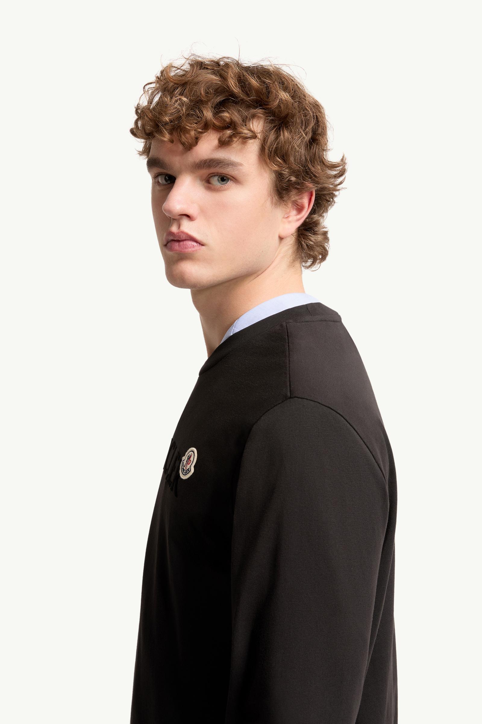 Black Logo Cotton Sweatshirt - Polos & T-shirts for Men | Moncler JP