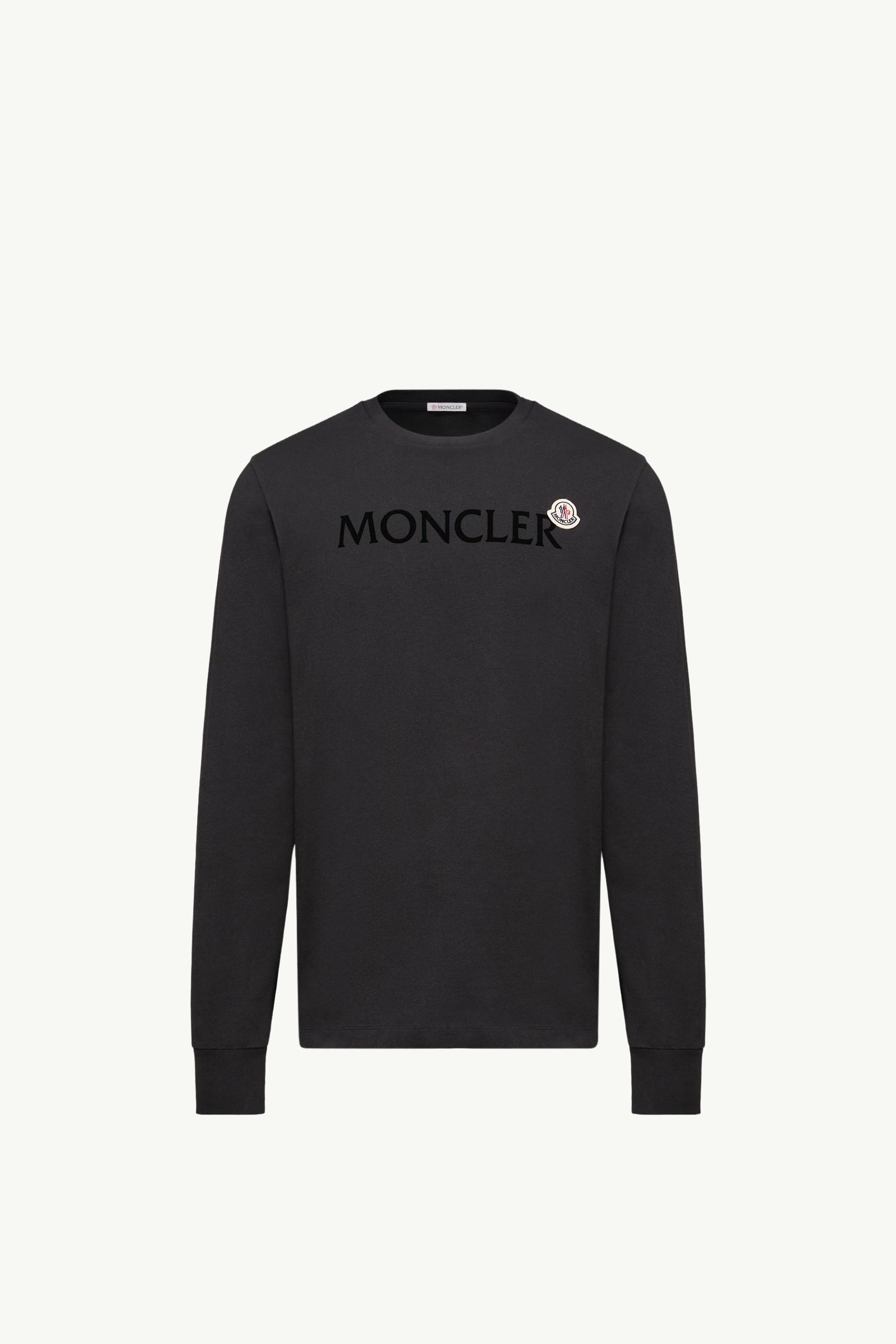 Black Logo Cotton Sweatshirt - Polos & T-shirts for Men | Moncler JP