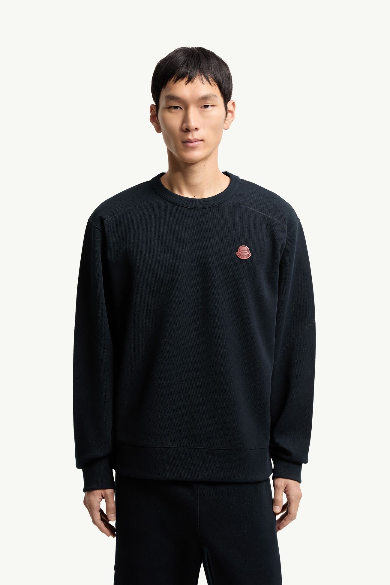 Felpa Con Dettagli Cuciti Uomo Blu Navy Moncler 3