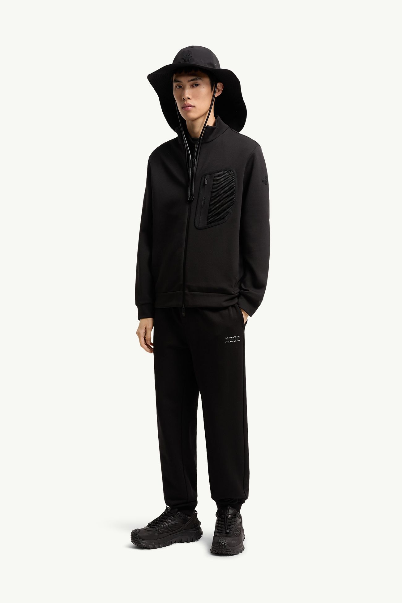 Sweatshirt aus Baumwolle mit Reißverschluss und Logo Herren Schwarz Moncler 0