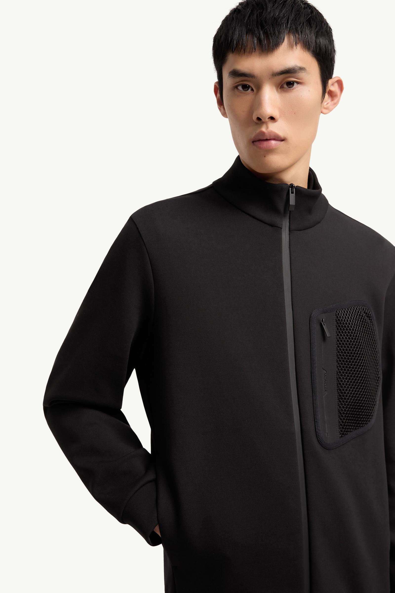 トップス MONCLER XS BLACK Black Logo Cotton Zip-Up Sweatshirt - Sweatshirts for Men | Moncler PT