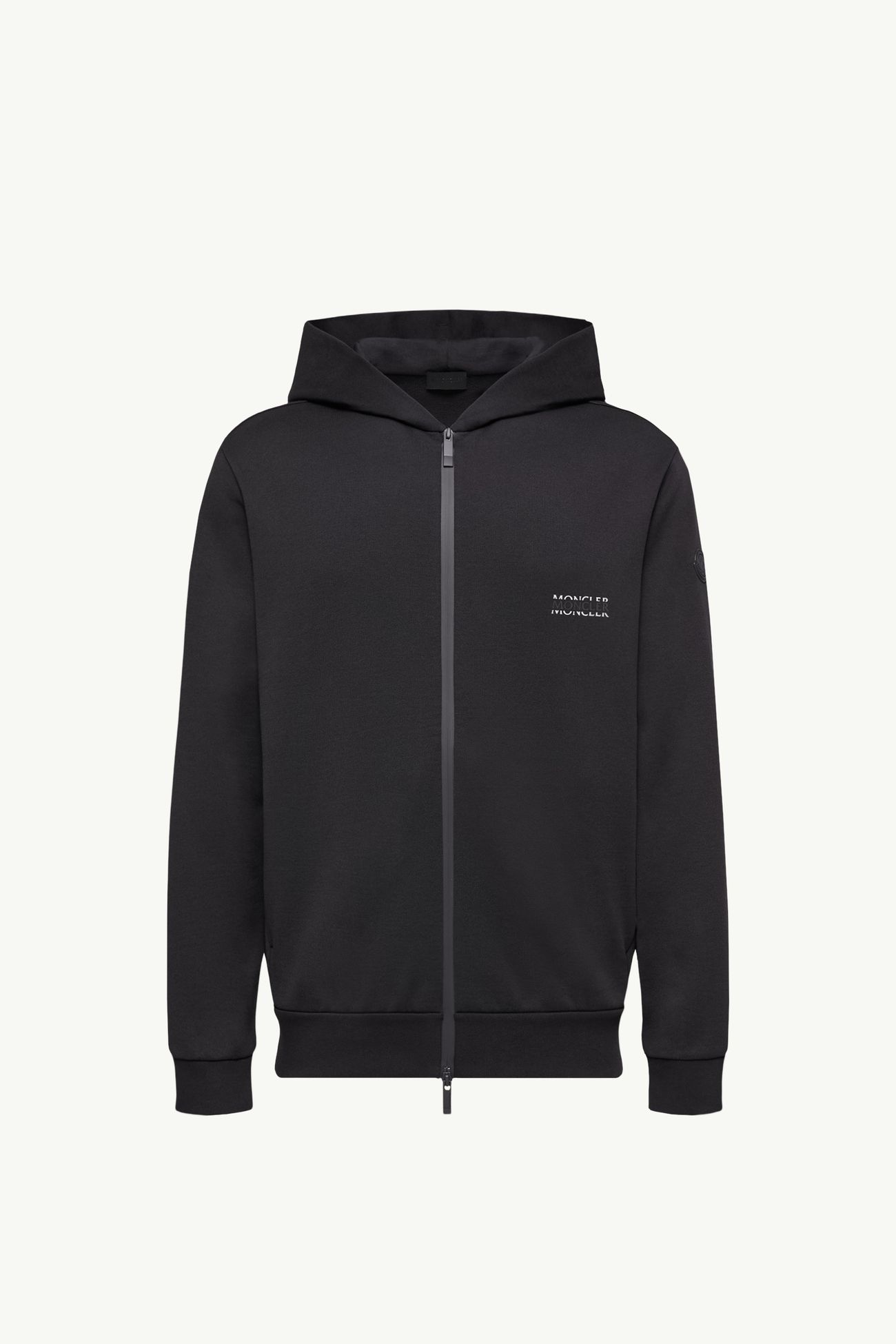 Logo Cotton Fleece Zip-Up Hoodie Men Black Moncler 2