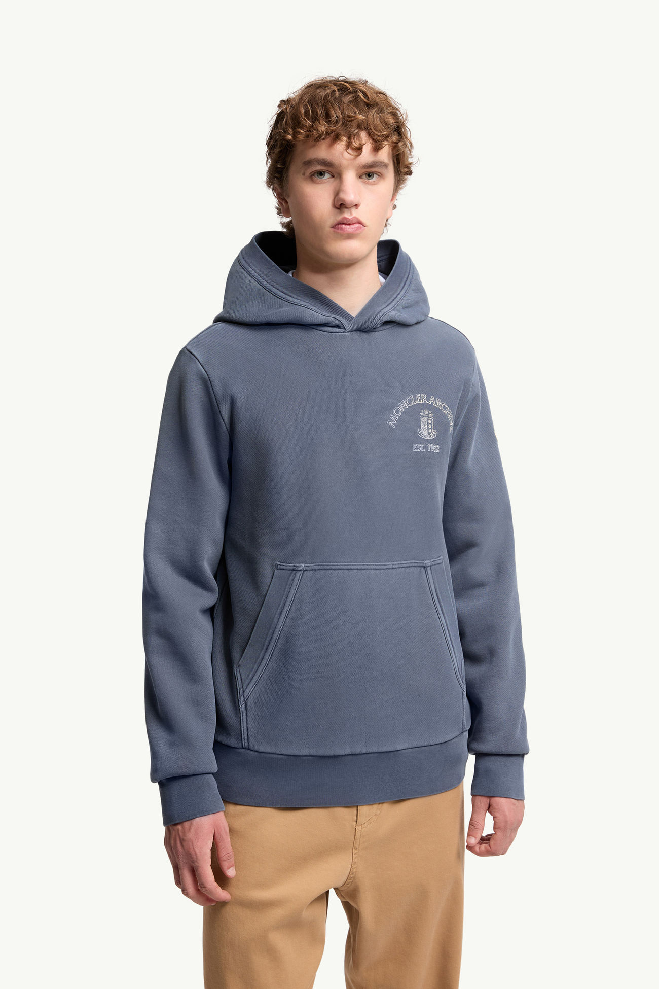 Felpa con Cappuccio in Cotone con Logo Canottaggio Uomo Blu Cobalto Moncler 3