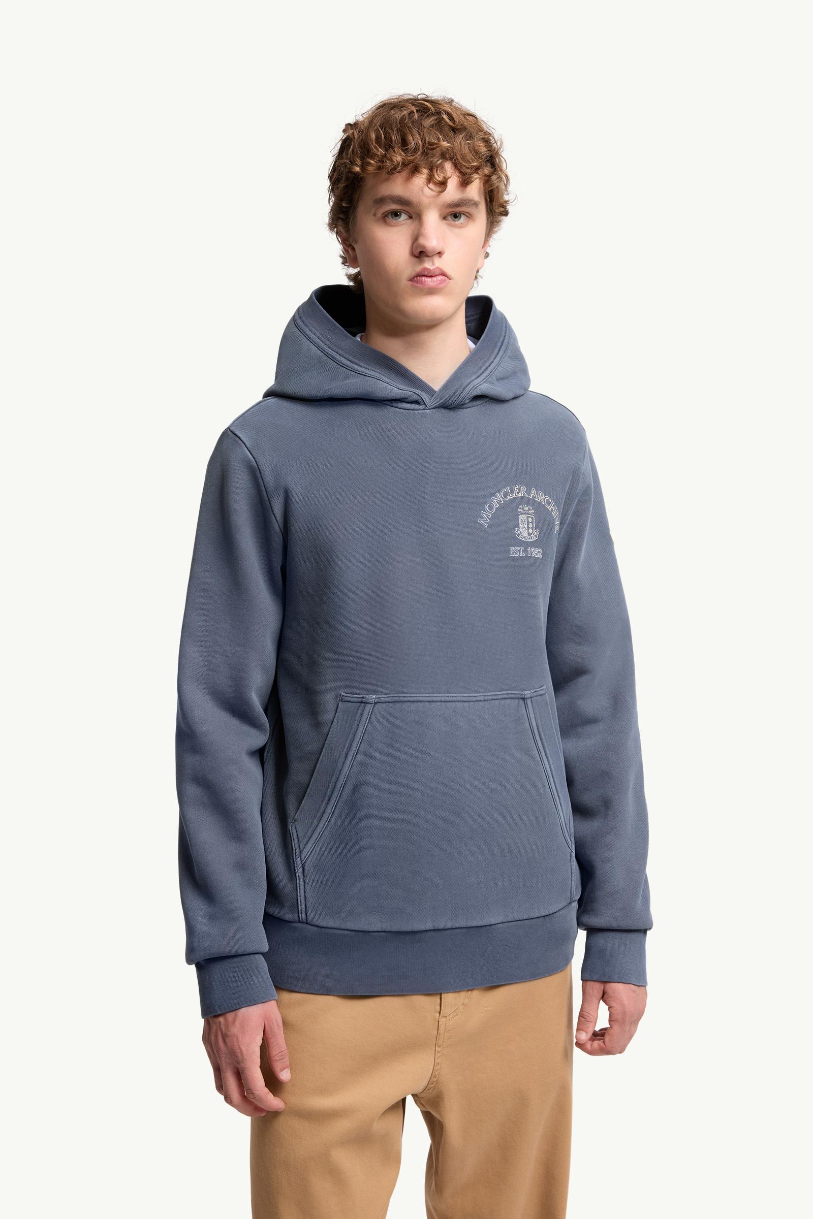 Cobalt Blue Rowing Logo Cotton Hoodie - Sweatshirts for Men