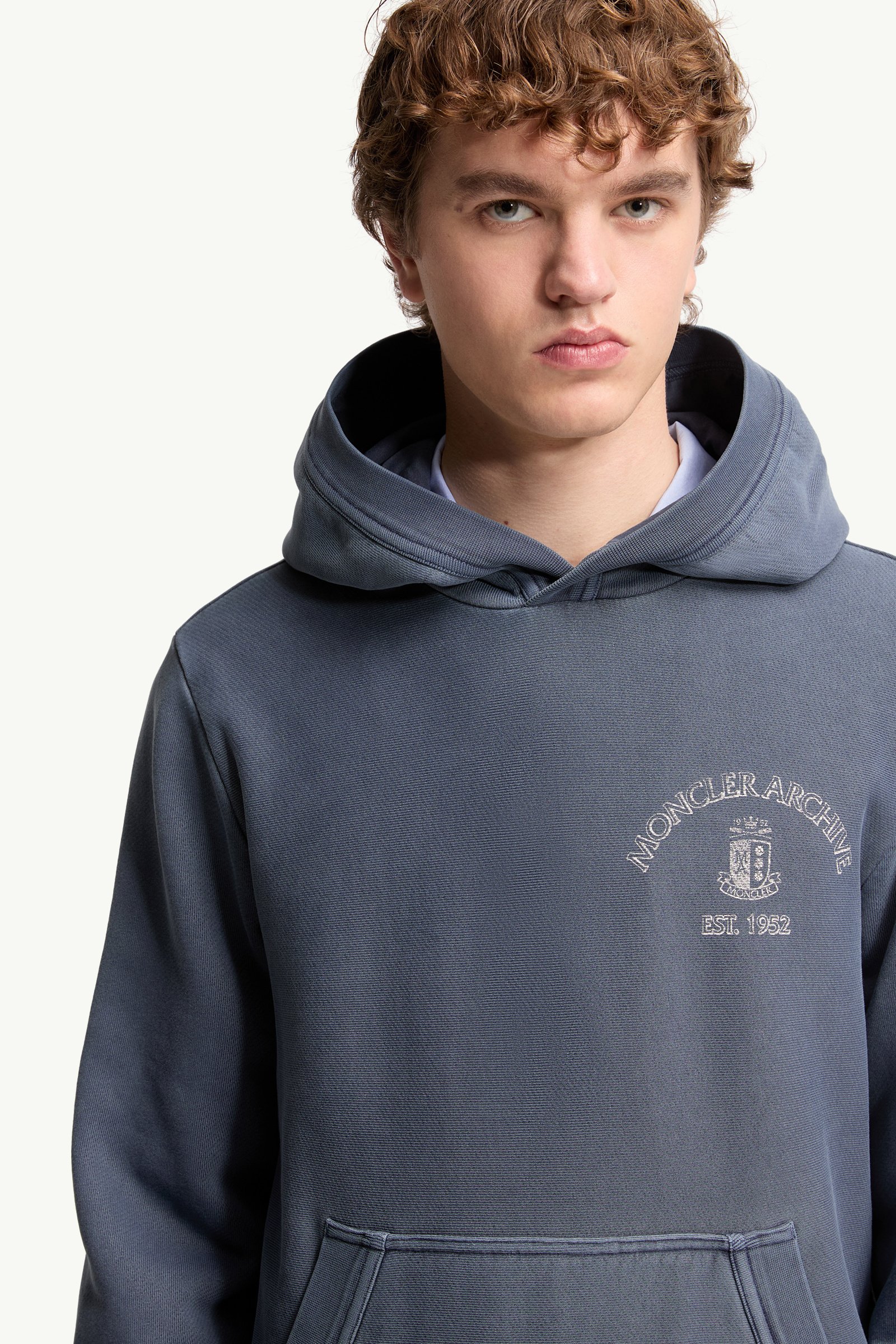 Cobalt Blue Rowing Logo Cotton Hoodie - Sweatshirts for Men