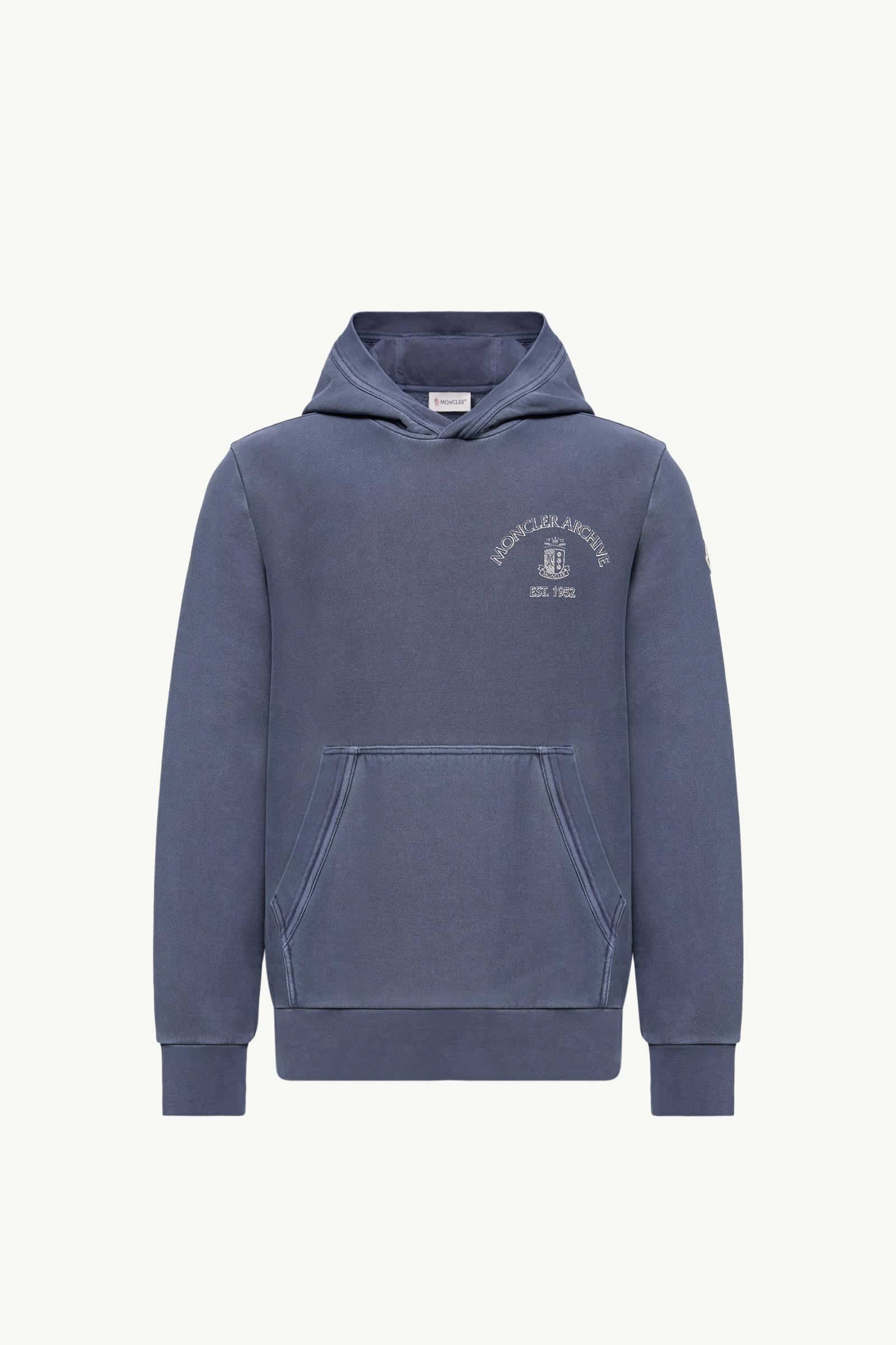 MONCLER レタリング ドローストリング フーディー XL ブルー Cobalt Blue Rowing Logo Cotton Hoodie - Sweatshirts for Men