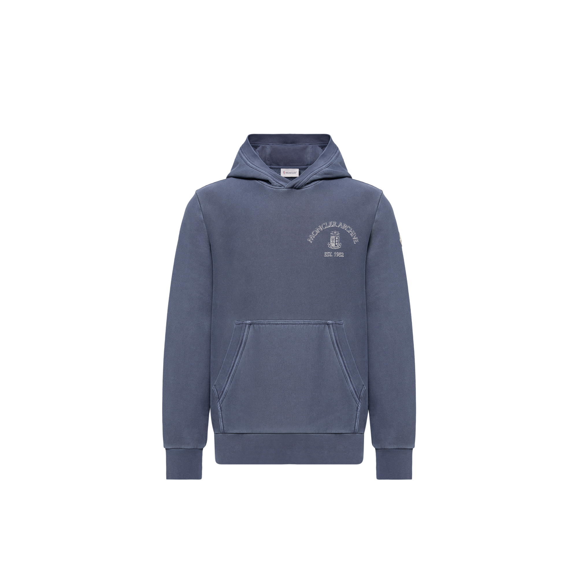 Moncler   Rowing Logo Cotton Hoodie for Men in Blue, Size: M