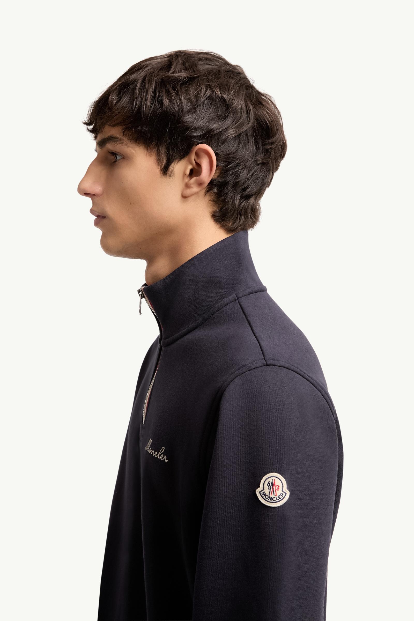 Navy Blue Embroidered Logo Turtleneck Sweatshirt - Sweatshirts for