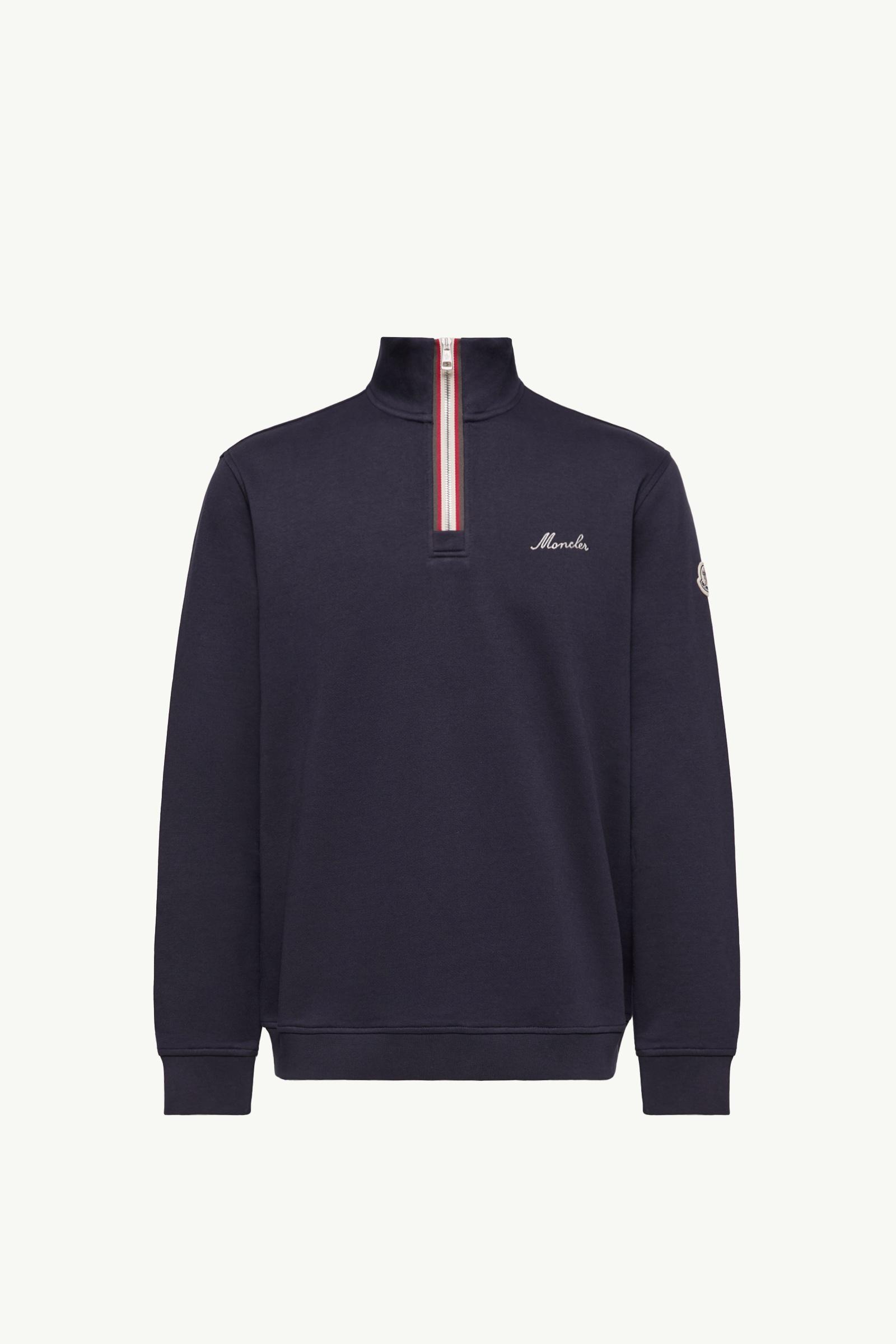 Navy Blue Embroidered Logo Turtleneck Sweatshirt - Sweatshirts for