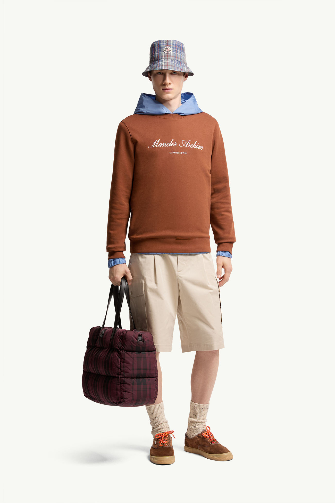 男士棉质混纺标识卫衣 男士 棕红色 Moncler 0
