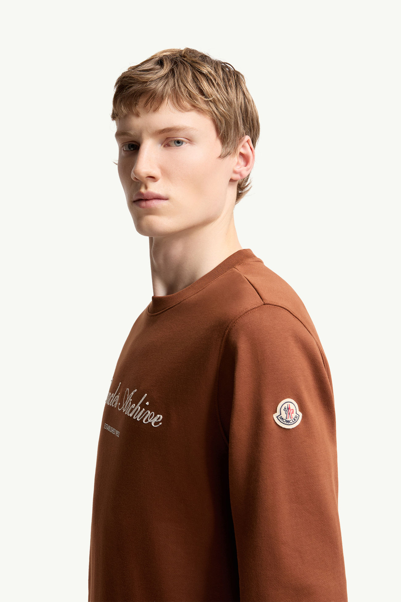 코튼 혼방 로고 스웨트셔츠 남성 레드브라운 Moncler 1