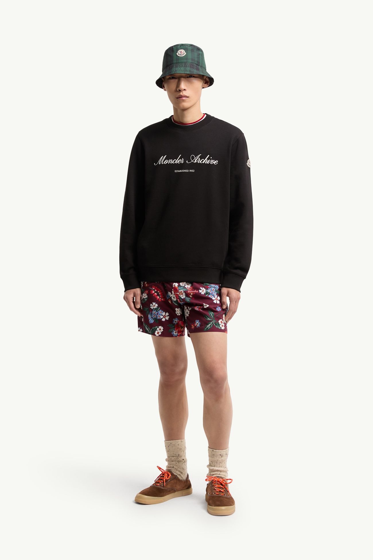 Sweat à logo en coton mélangé Hommes Noir Moncler 0