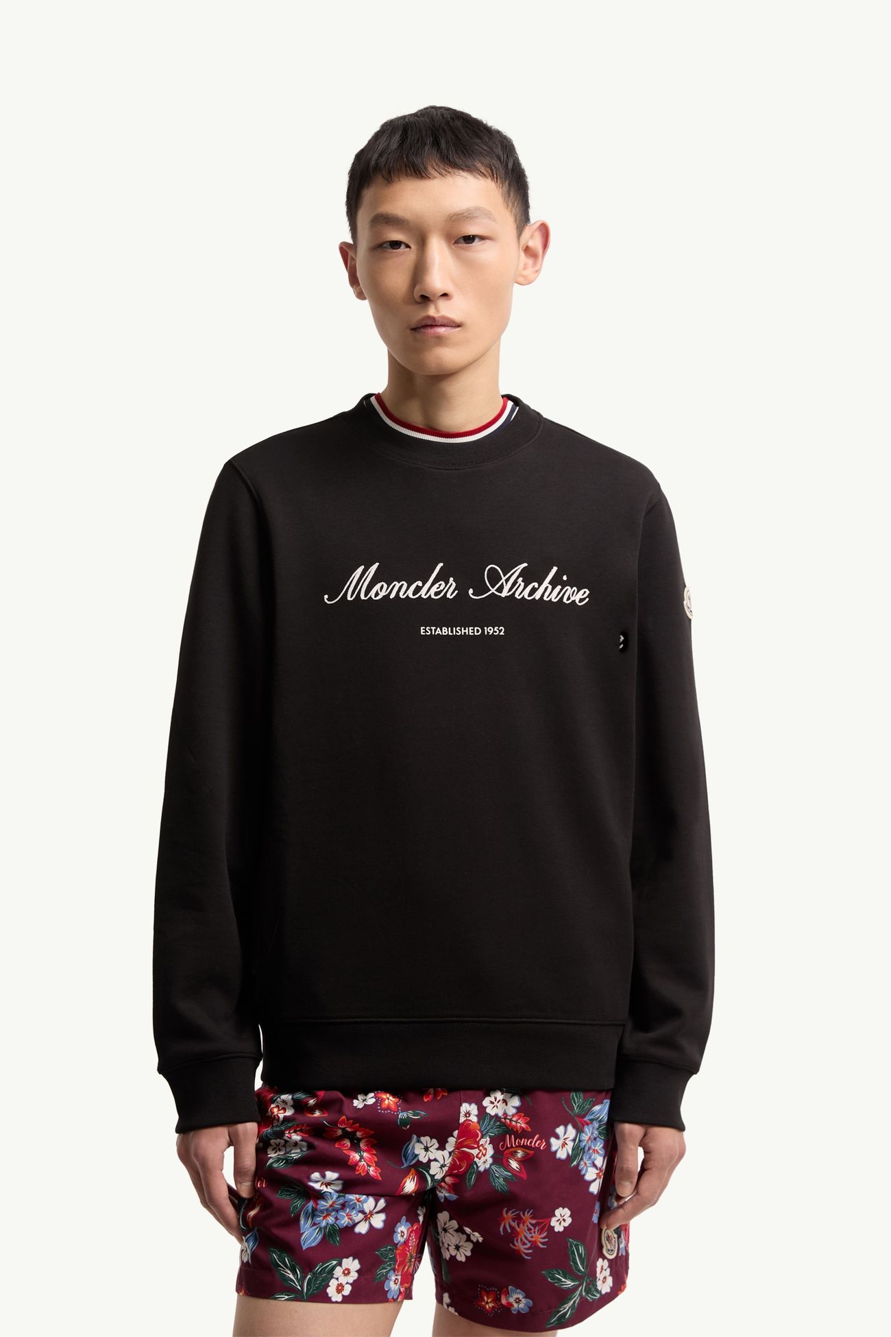 Sweat à logo en coton mélangé Hommes Noir Moncler 3