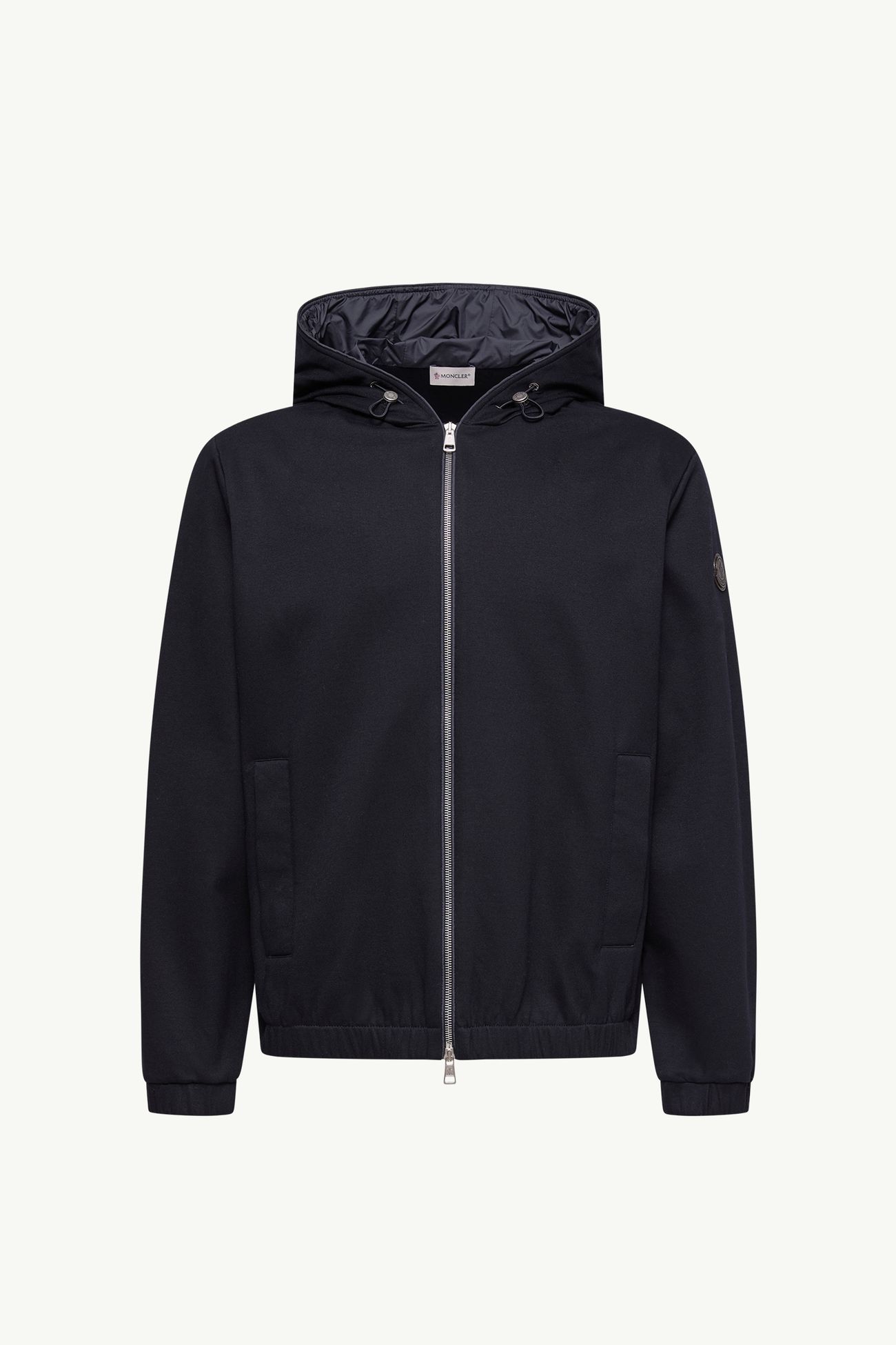 Kapuzenpullover aus Baumwollmischung mit Reißverschluss und Lederlogo Herren Dunkelblau Moncler 2