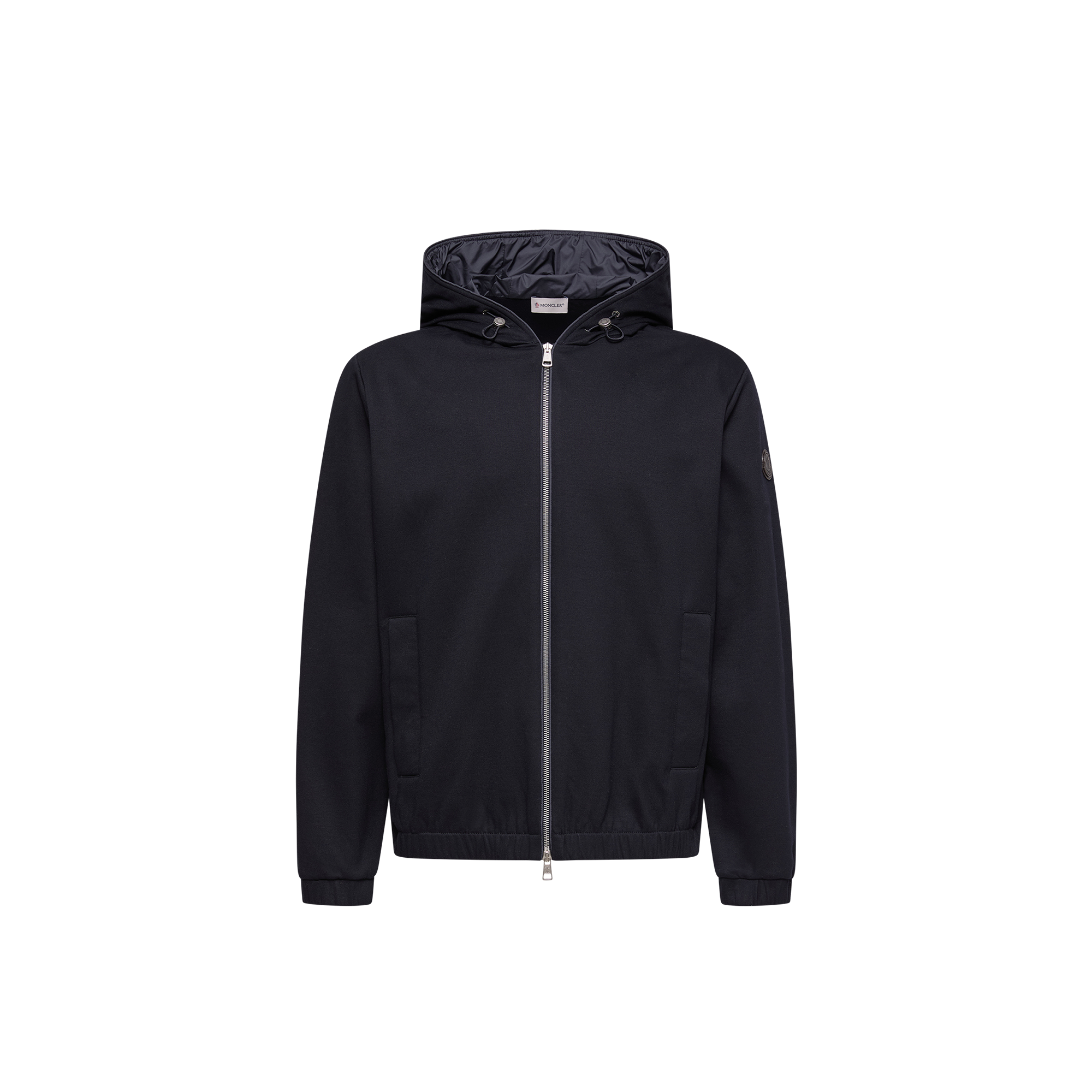 Moncler   Leather Logo Cotton Blend Zip-Up Hoodie for Men in Blue, Size: M