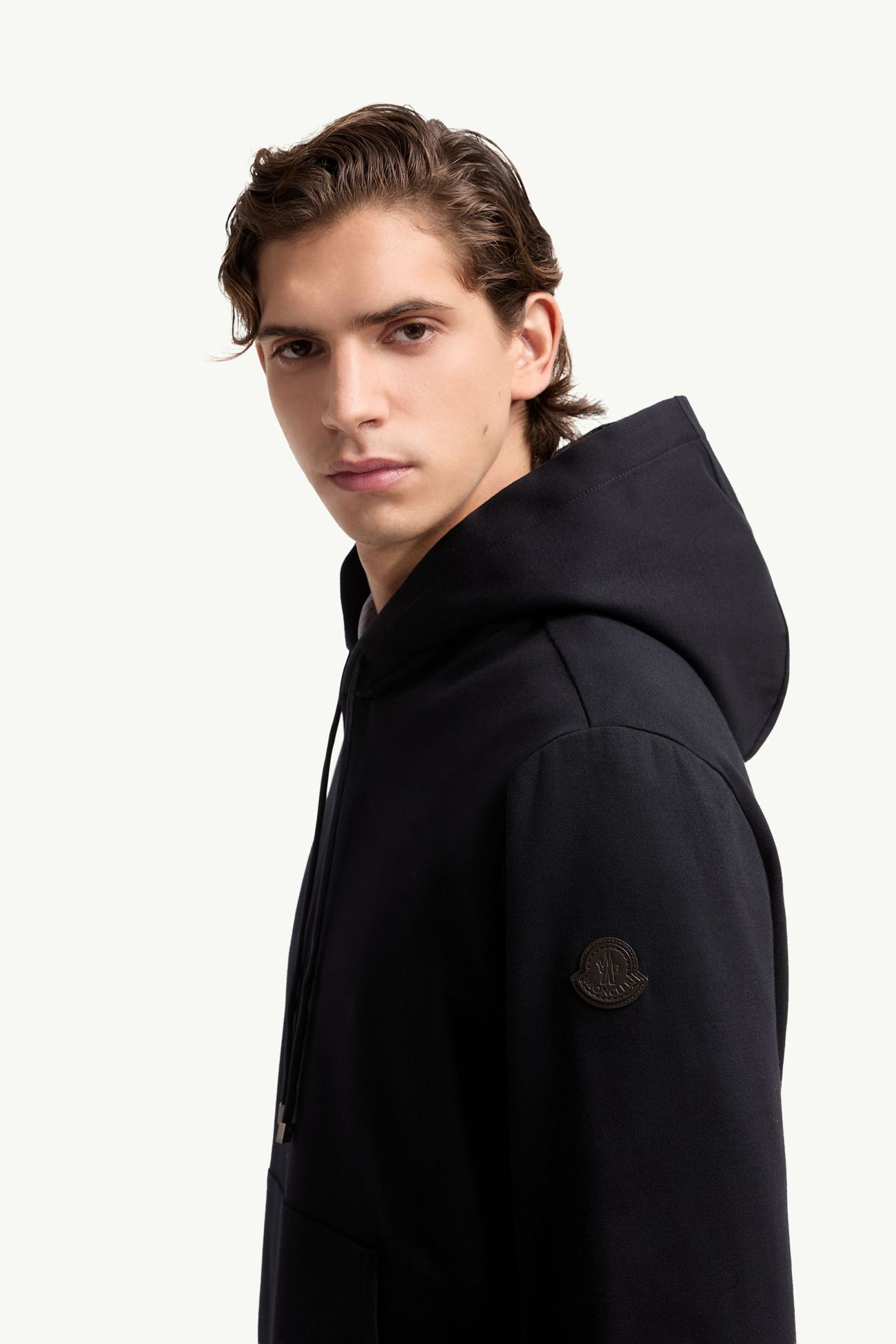 Sudadera de mezcla de algodón con logotipo de piel Hombre Azul oscuro Moncler 1