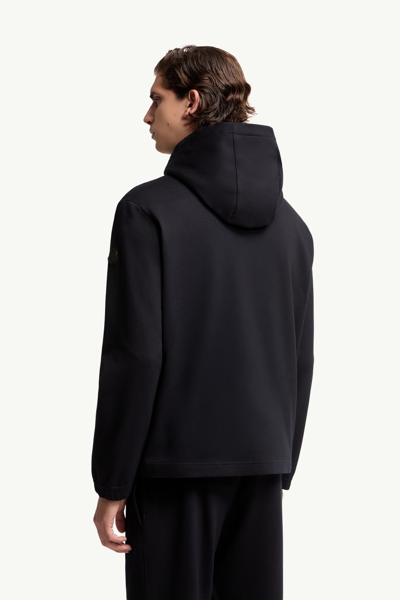 Leather Logo Cotton Blend Hoodie Men Dark Blue Moncler 4