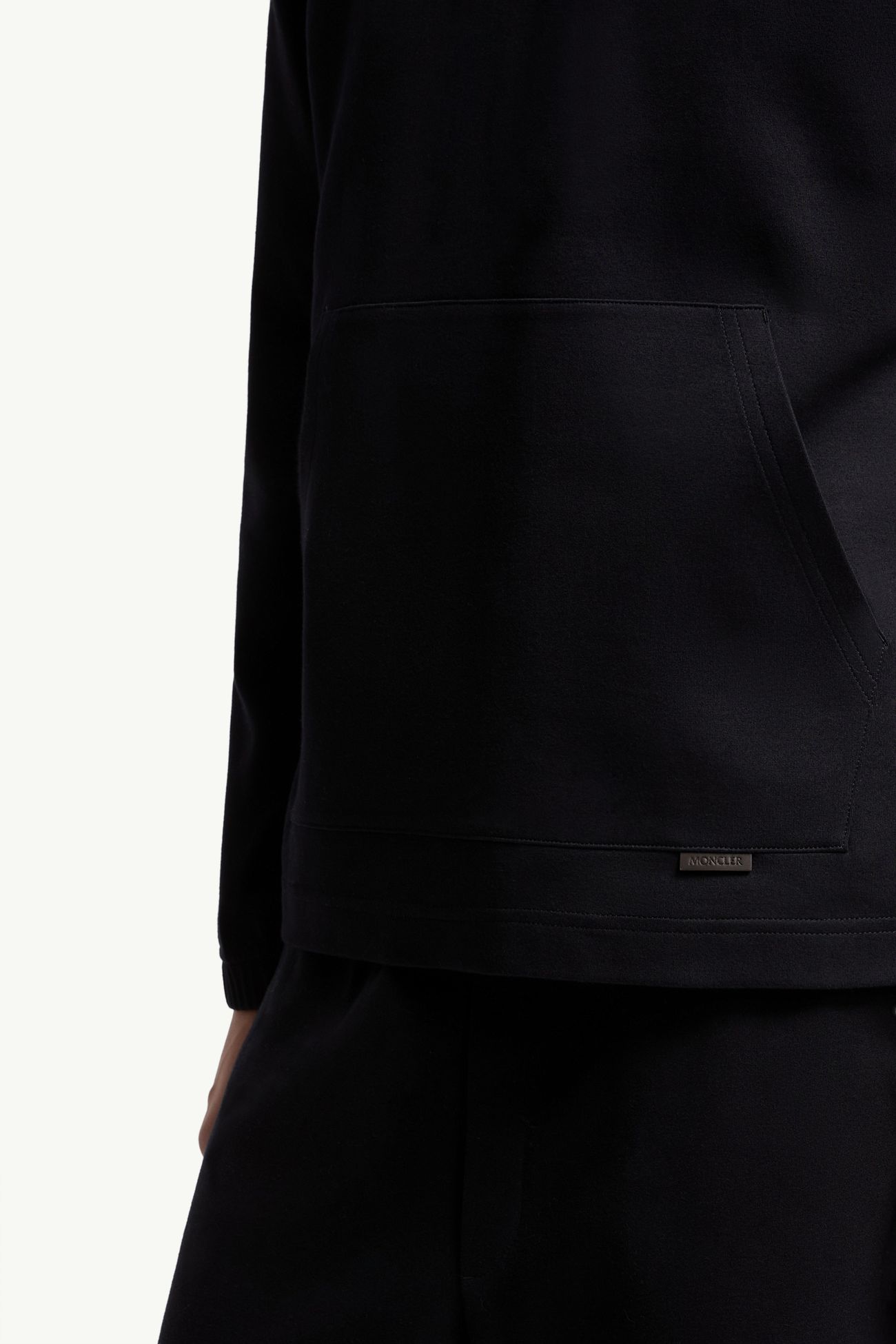 Felpa con cappuccio in misto cotone con logo in pelle Uomo Blu Scuro Moncler 5