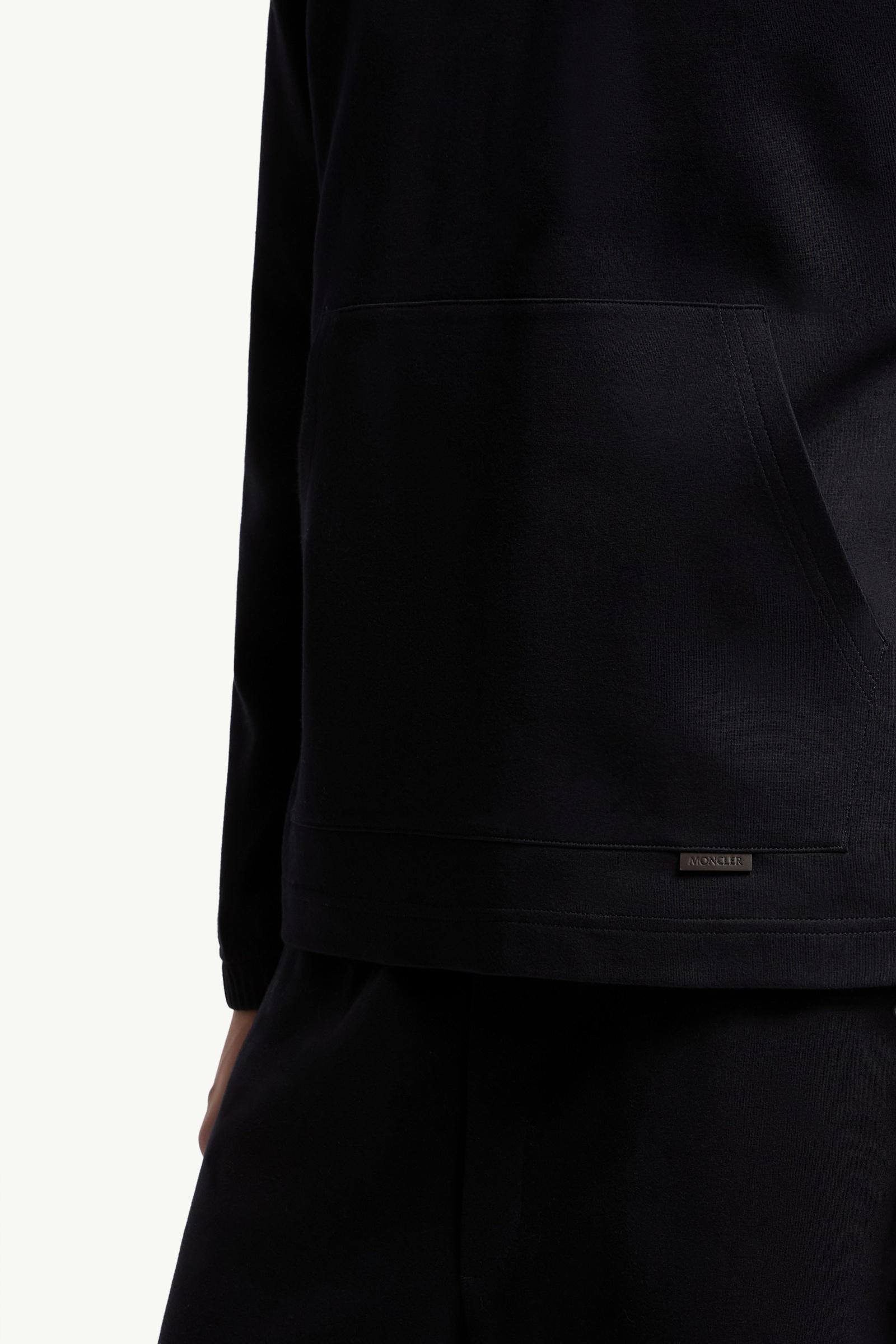 Dark Blue Leather Logo Cotton Blend Hoodie - Sweatshirts for Men